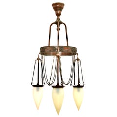 Tiffany Studios Moorish Bronze And Favrile Art Nouveau Chandelier Lamp