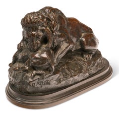 Antoine-Louis Barye Lion dévorant un sanglier (Lion devouring A Boar) Bronze