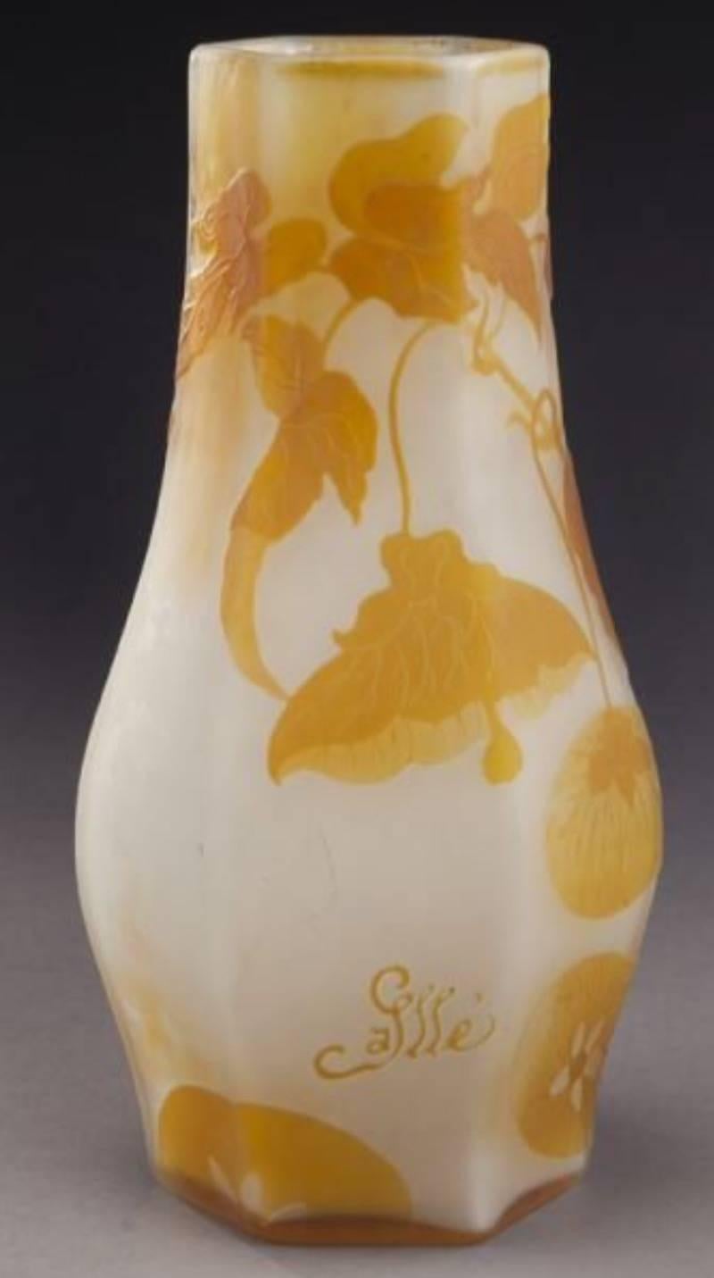 Art Nouveau Emile Galle French Cameo Glass Vase, circa 1900