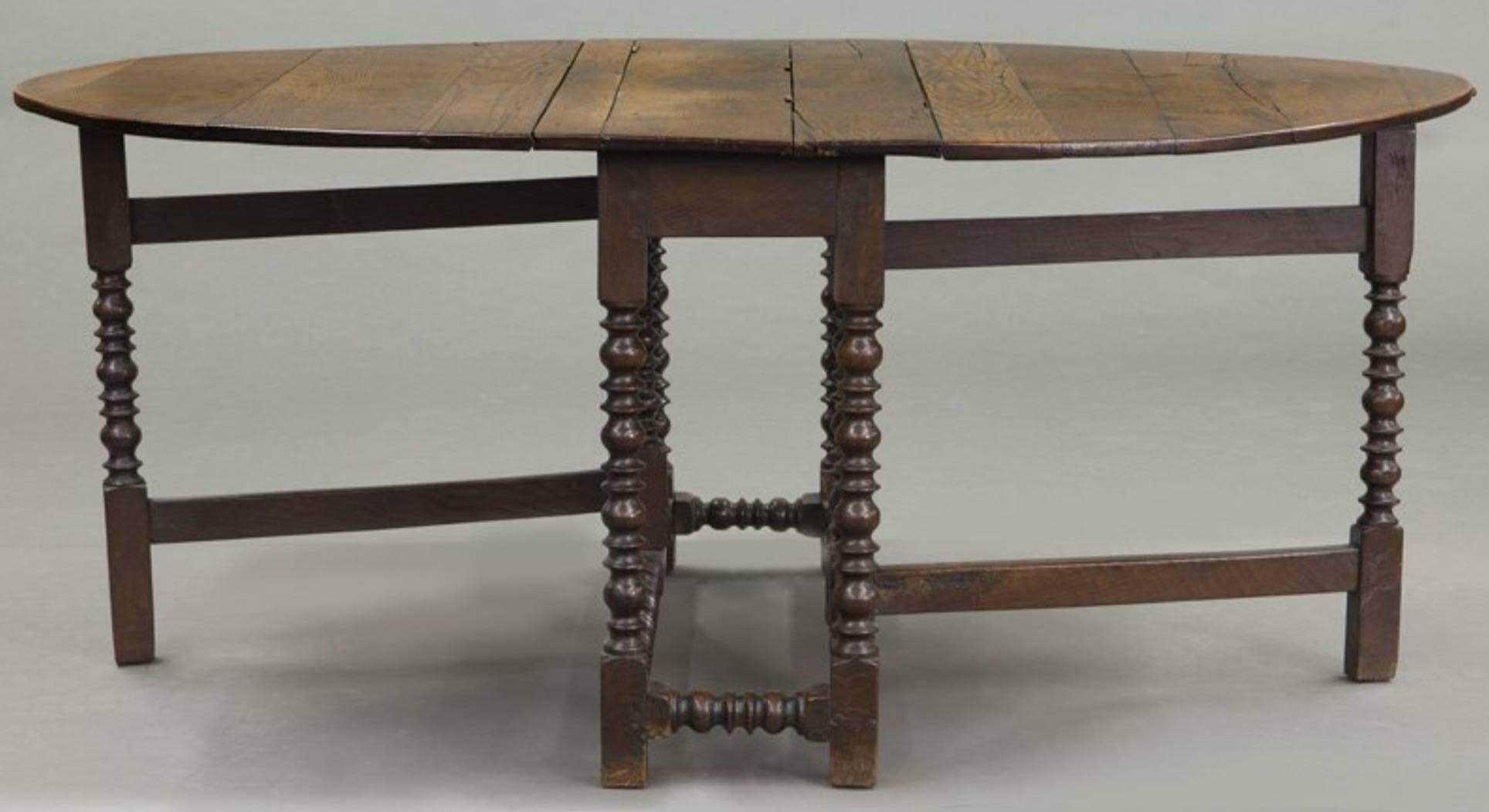Hand-Crafted Large 18th Century English Oak Oval Gateleg Dining Table