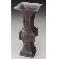 Ming Dynasty Chinese Bronze Gu-Form Vase, 17-18th Century