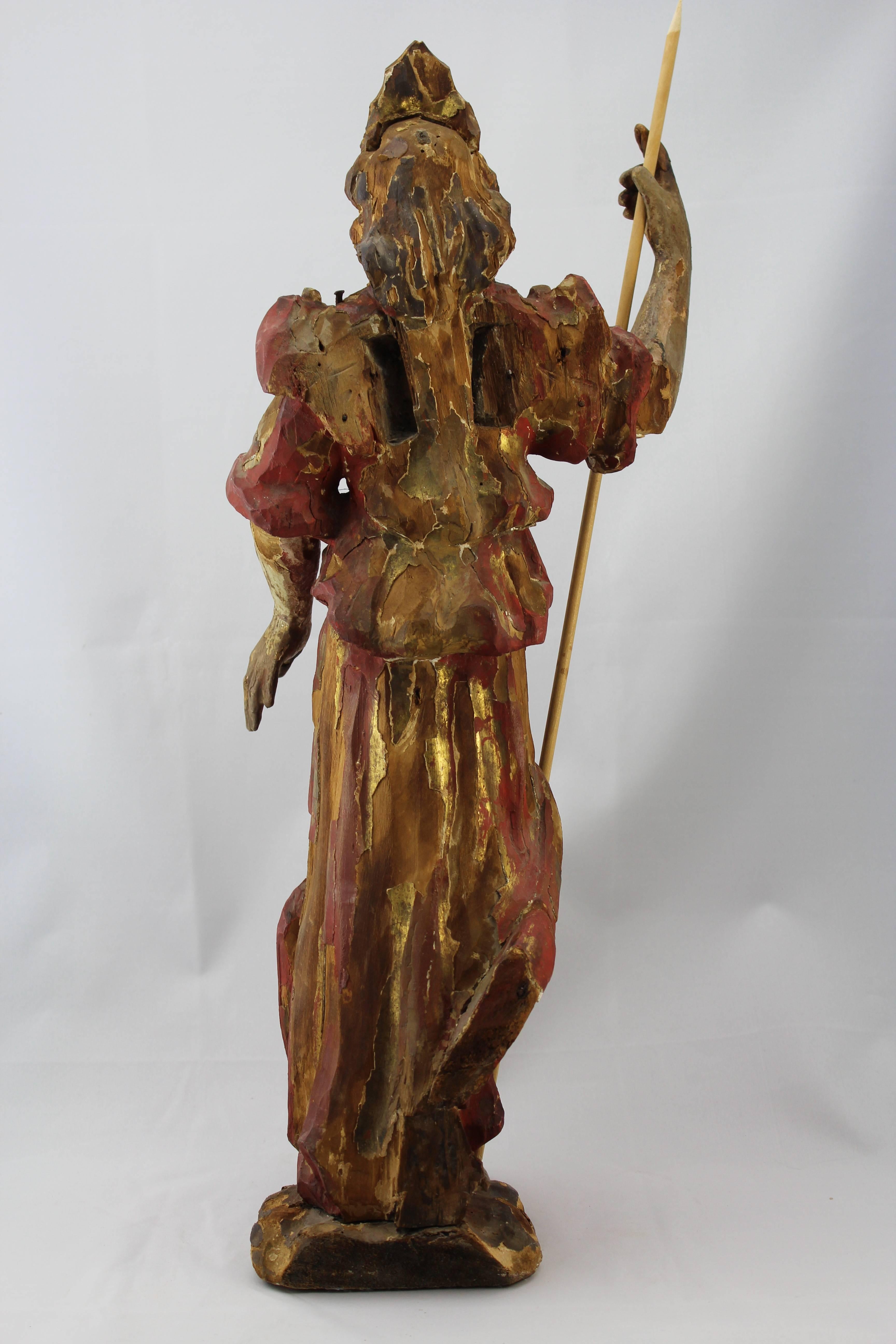 French 17th-18th Century Carved Wood and Polychromed Painted Santos