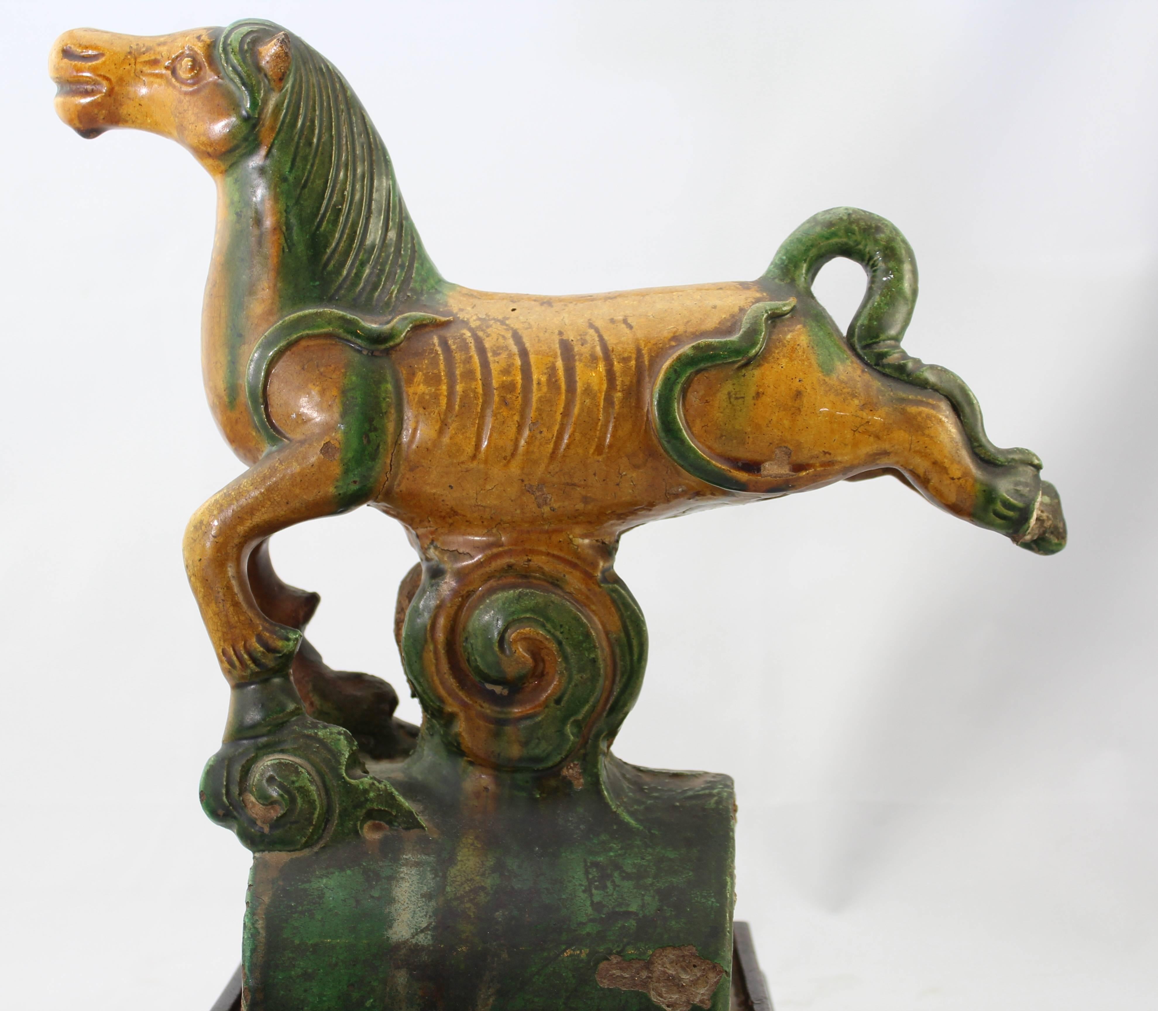 Chinese Qing Dynasty Pair of Emperor Horse Roof Tiles