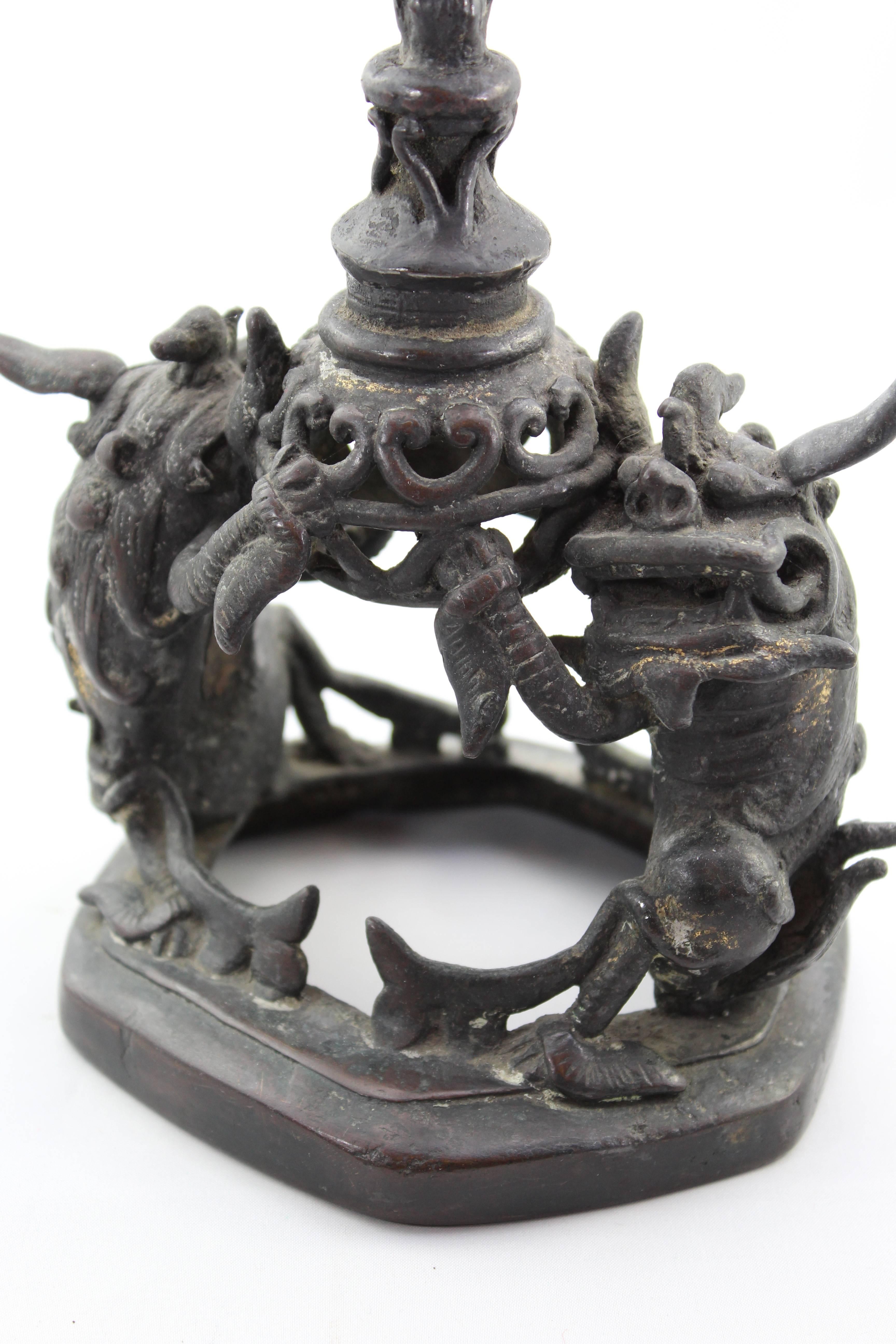Chinoiserie Ming Dynasty Temple Bronze Candle Pricket, 16th Century