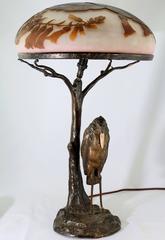 Emile Galle, Peter Tereszcuk Bronze and Cameo Glass Art Nouveau Lamp