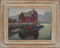Melville F. Stark "The Boathouse" Oil on Canvas Board Mid-Century