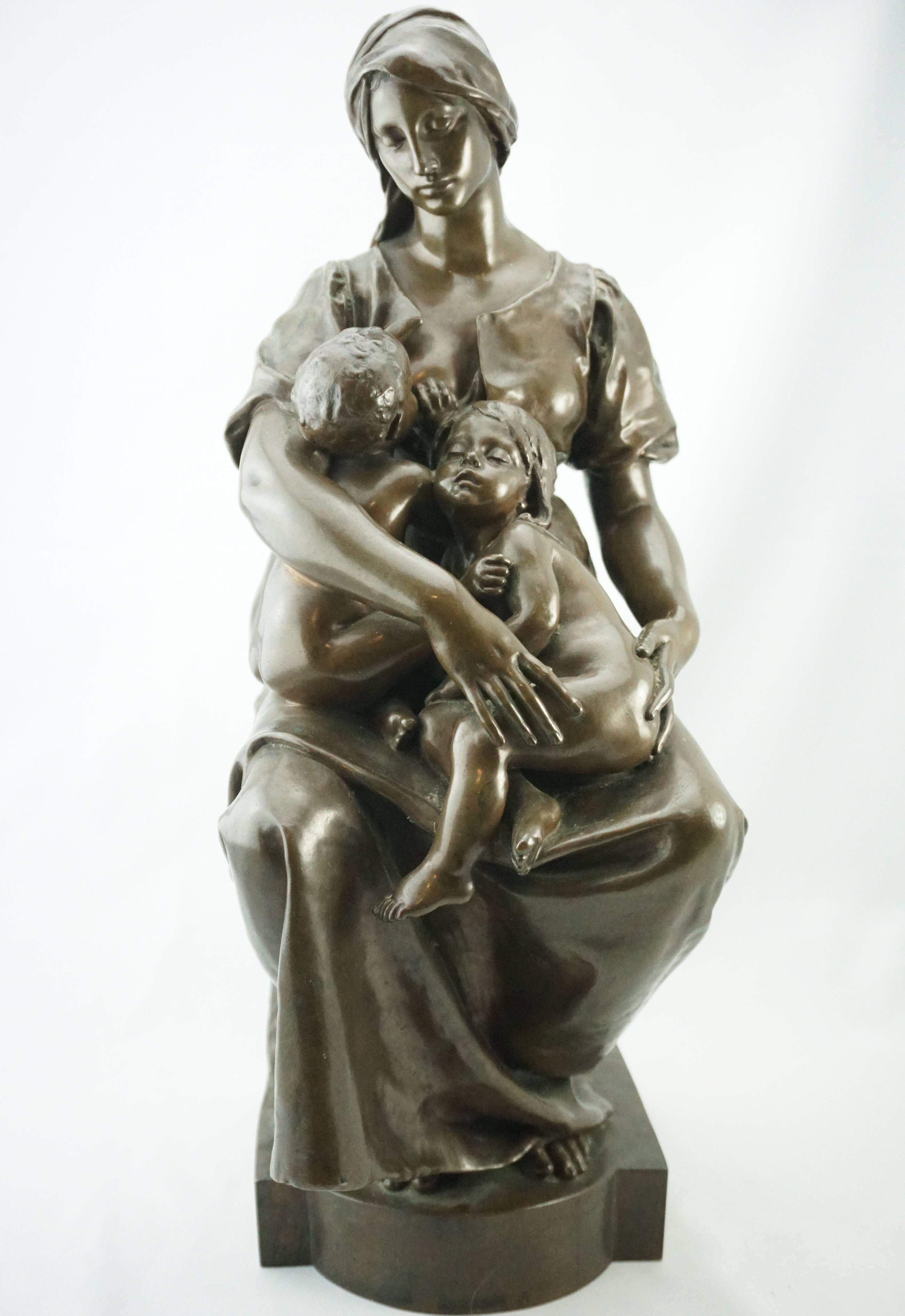 Paul Dubois Barbedienne bronze of mother and Child 