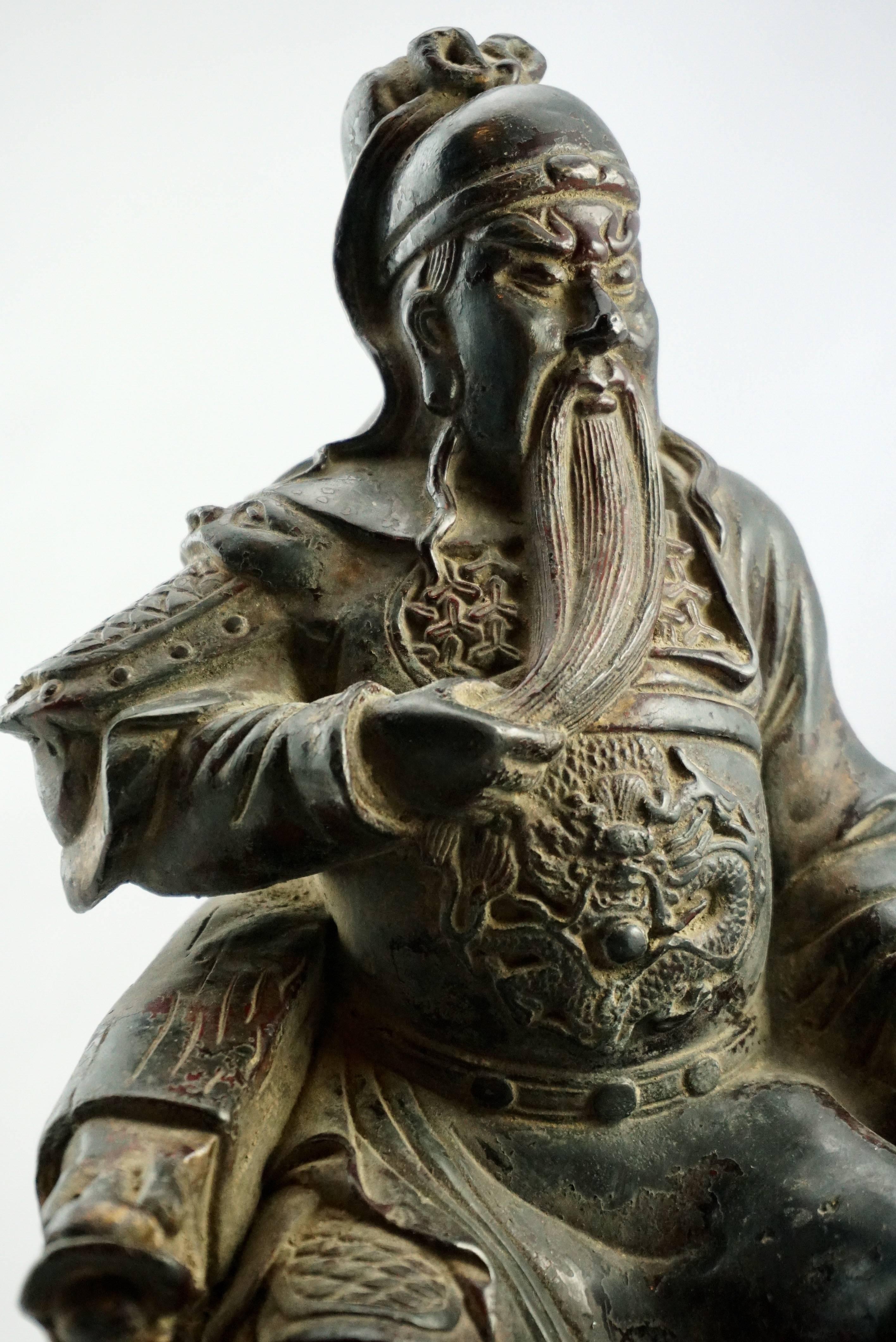 Qing Late Ming 17th Century Bronze Of A Seated Emperor Or General