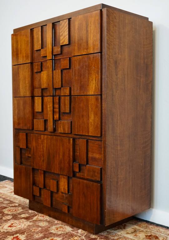 Mid-Century Brutalist Mosaic Bedroom Suite Set by Lane Furniture For