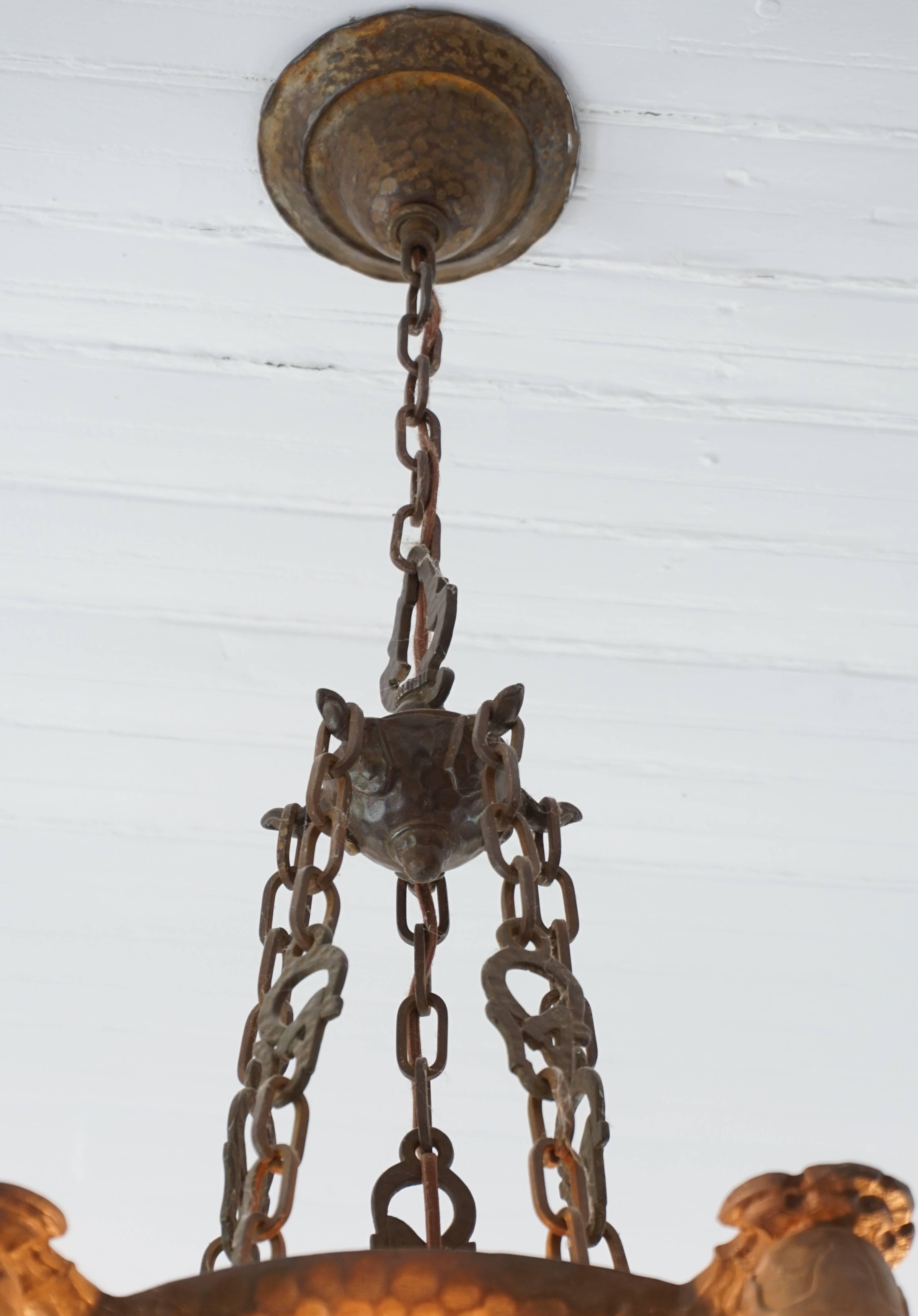 Arts and Crafts Arts & Crafts Wrought Iron Hammered Chandelier, circa 1900