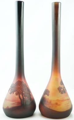 Coppia di vasi scenici D'argental Sait Louis Paul Nicolas con cammeo