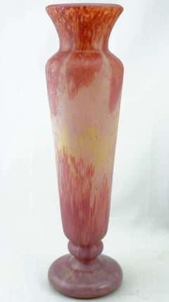 Daum Nancy Tall Variegated Art Deco Vase, circa 1920