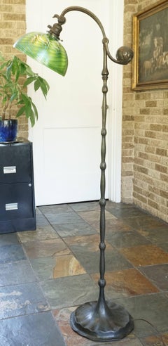 Tiffany Studios Damascene Bronze Counter Balance Floor Lamp