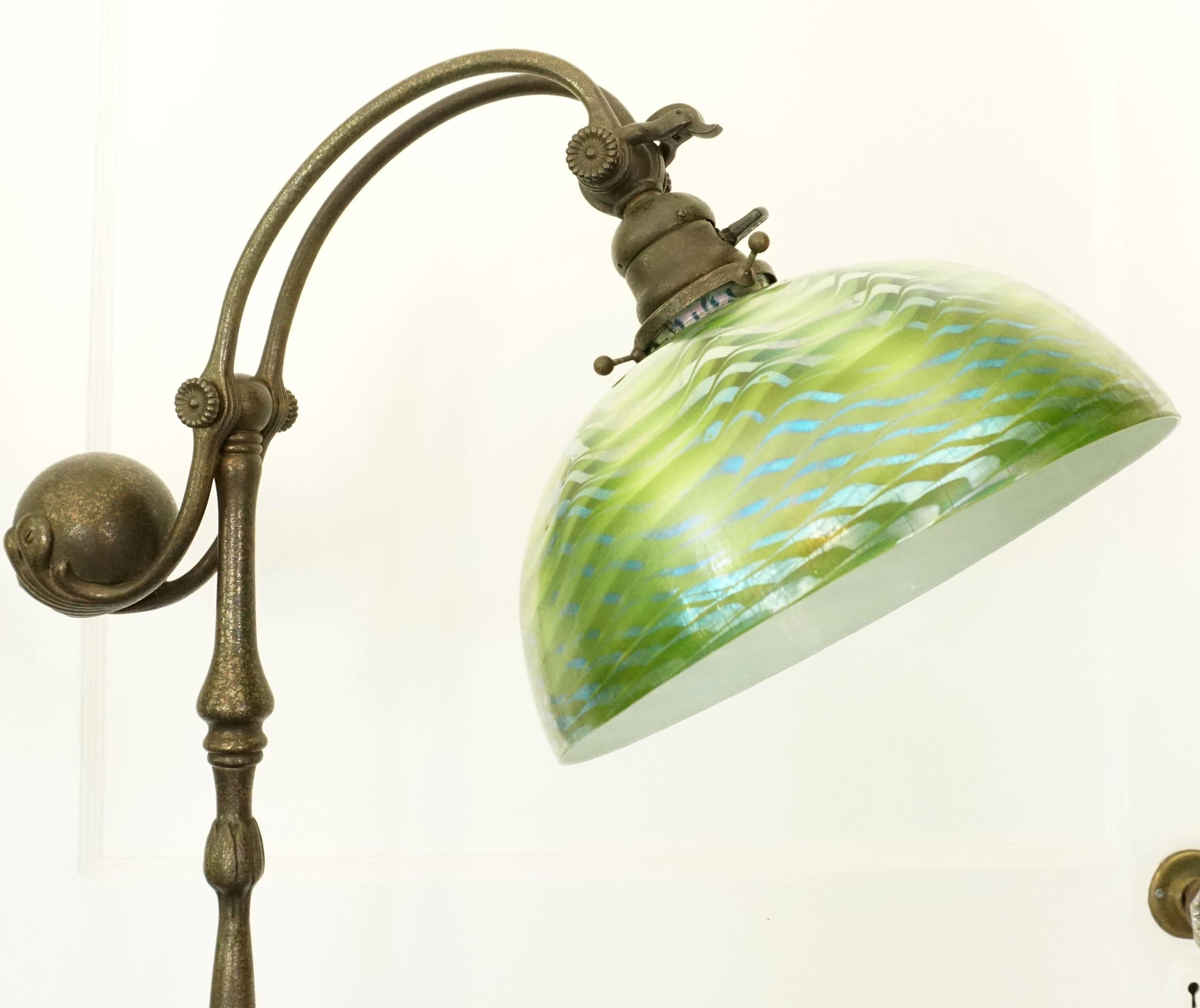 Art Nouveau Tiffany Studios Damascene Bronze Counter Balance Floor Lamp