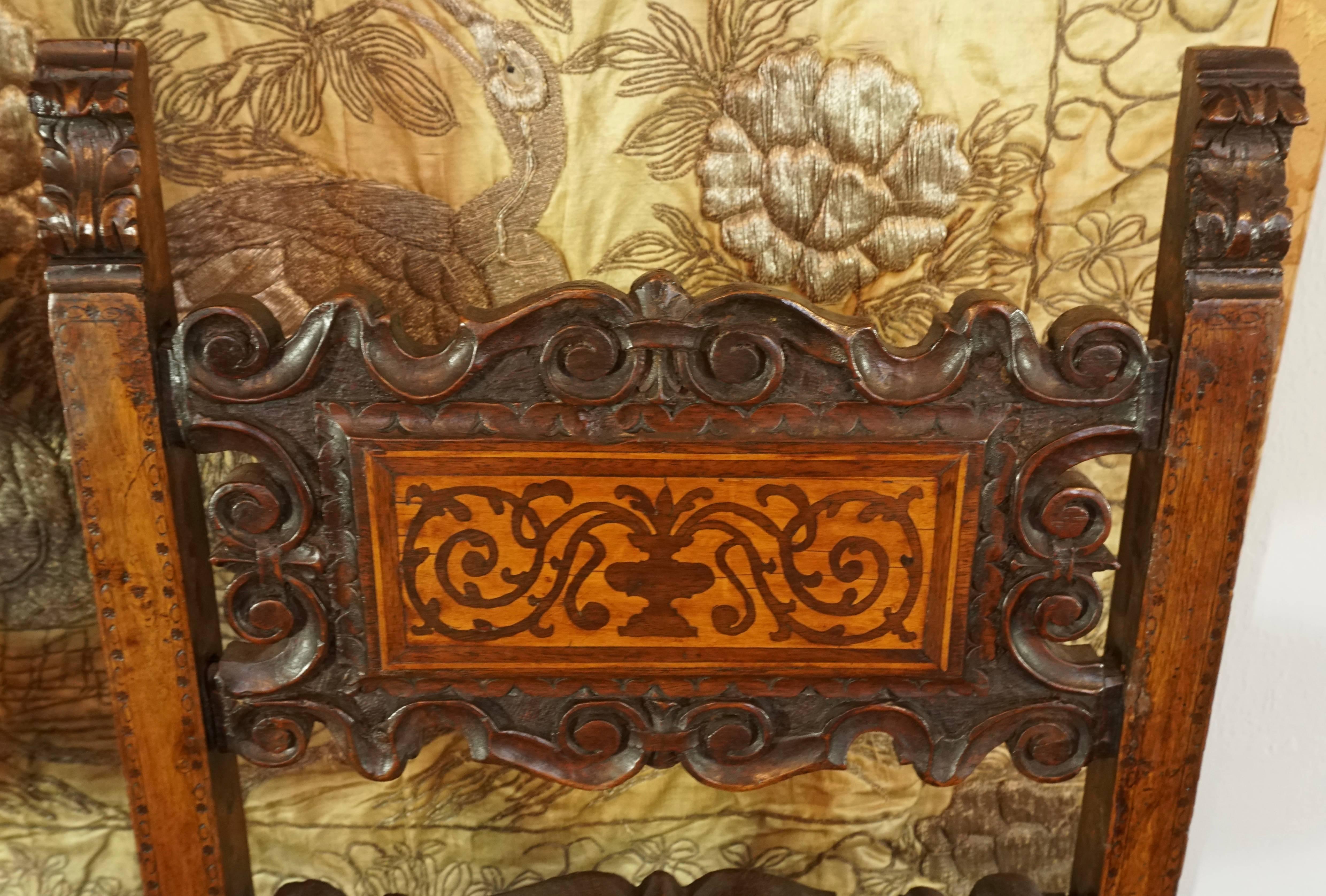17th Century Pair of Lombardian Italian Swiss Carved Chairs 3