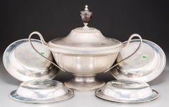 18th Century French Pewter Tureen and Six Bowls