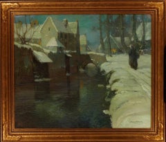 George Ames Aldrich Oil Painting “Winter Evening” 1920