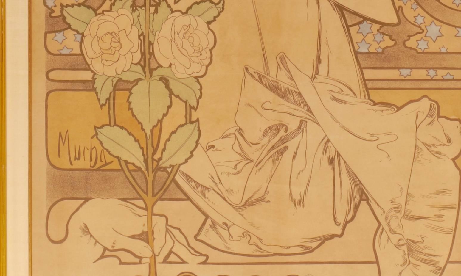 Art Nouveau Alphonse Mucha Poster of Sarah Bernhardt “La Dame Aux Camelias” 1896