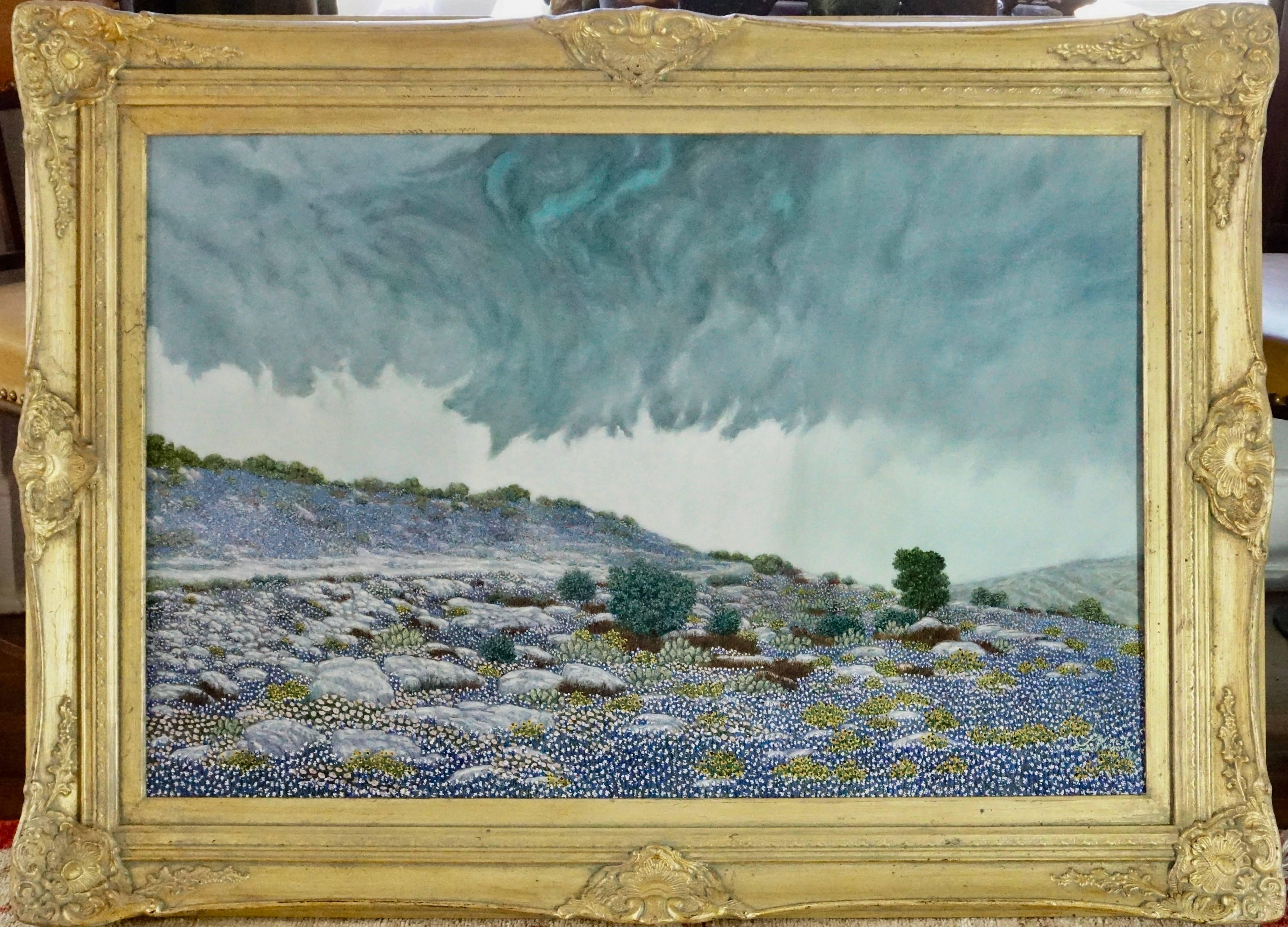 Hand-Painted Daniel Kendrick Texas Bluebonnets “Take Cover” Oil Painting