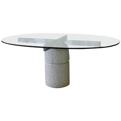 Vintage Giovanni Offredi Concrete Chrome Dining Table Bullet Base Game