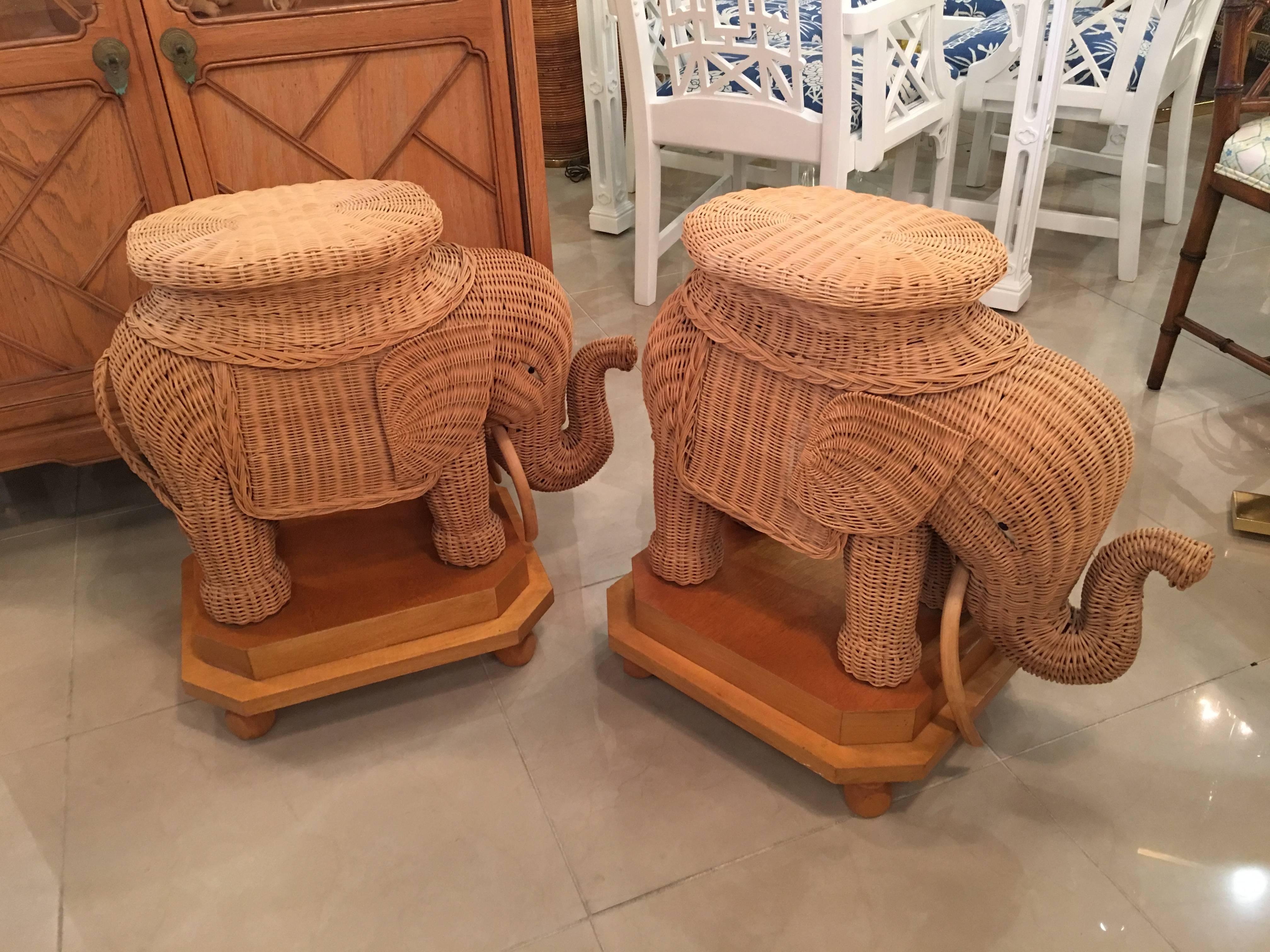 wicker elephant end table