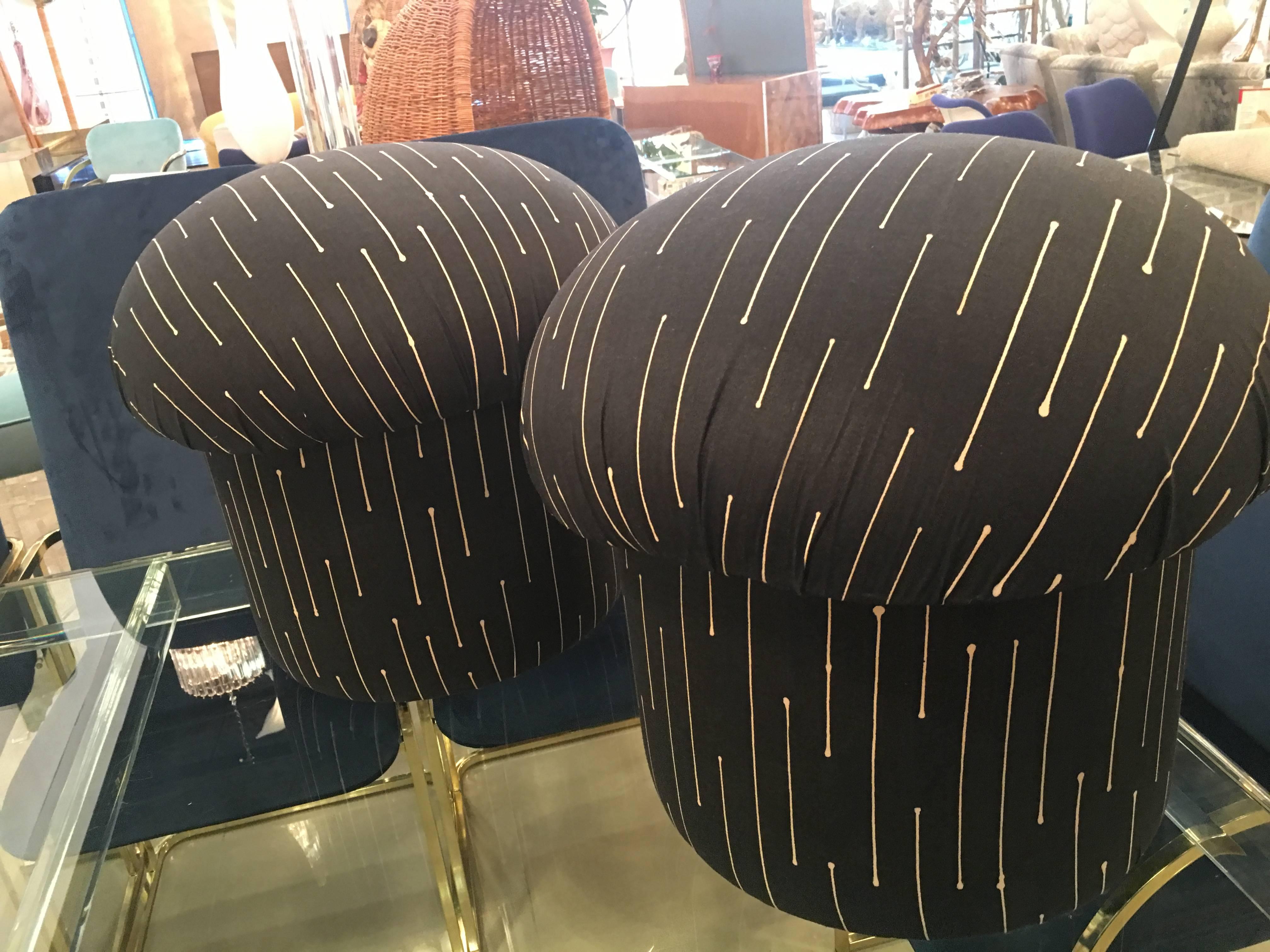 Pair of Retro Mushroom Poufs Ottoman Stools Vintage 1970s Chairs In Good Condition In West Palm Beach, FL