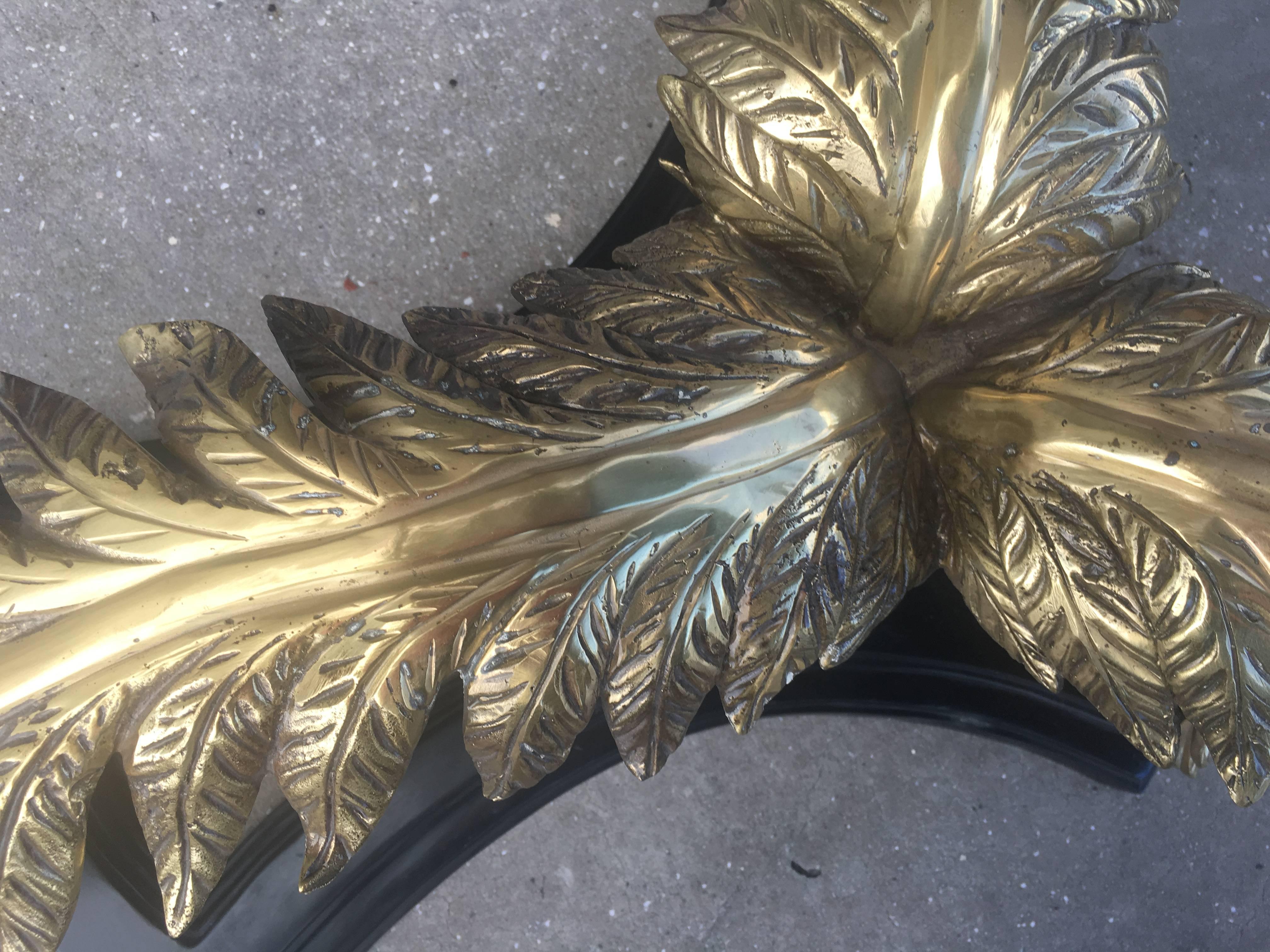 Vintage Brass Palm Tree Coffee Cocktail Table Tropical Palm Beach  3