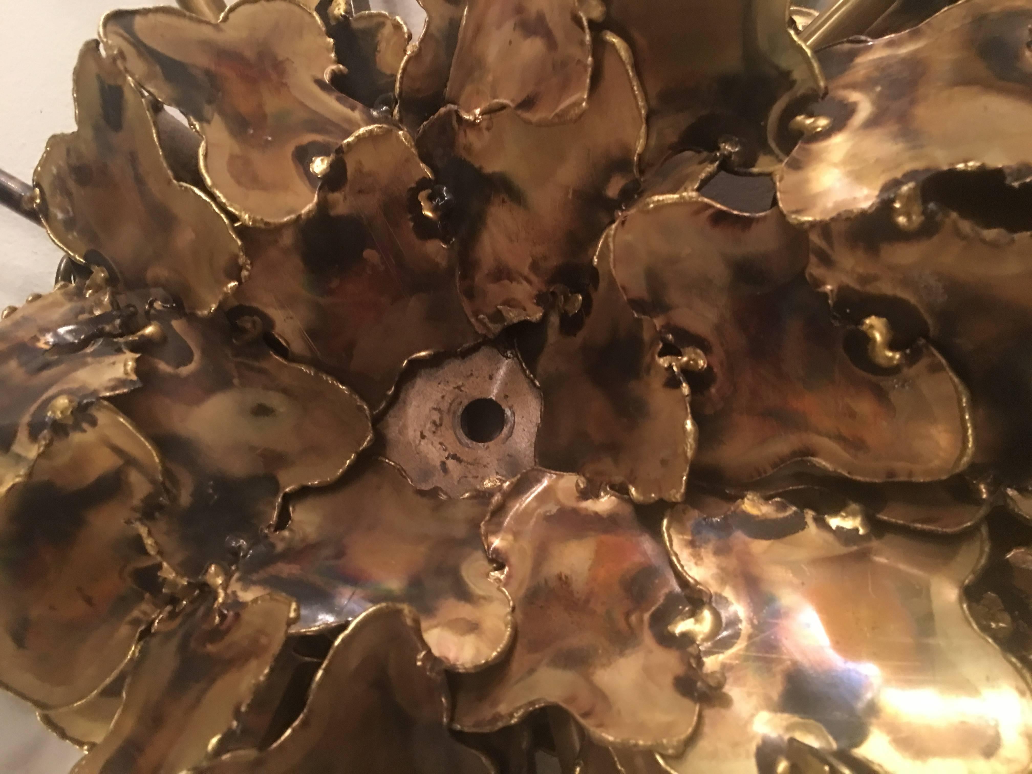 Tom Greene for Feldman Brutalist Wall Six Light Lamp Sconce Metal Brass Copper For Sale 2