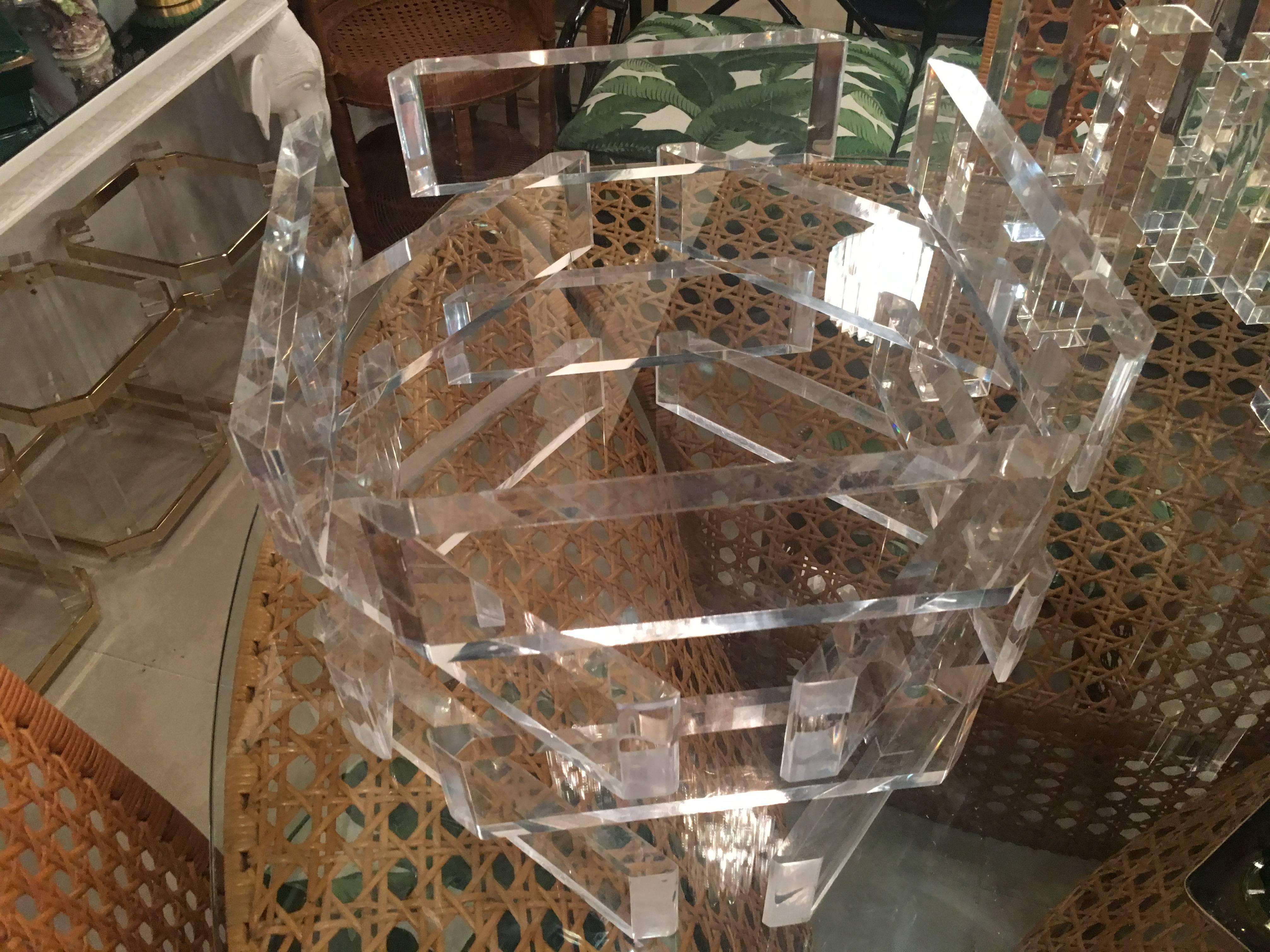 American Vintage Lucite Octogonal Stacked Coffee Cocktail Table Hollywood Regency For Sale
