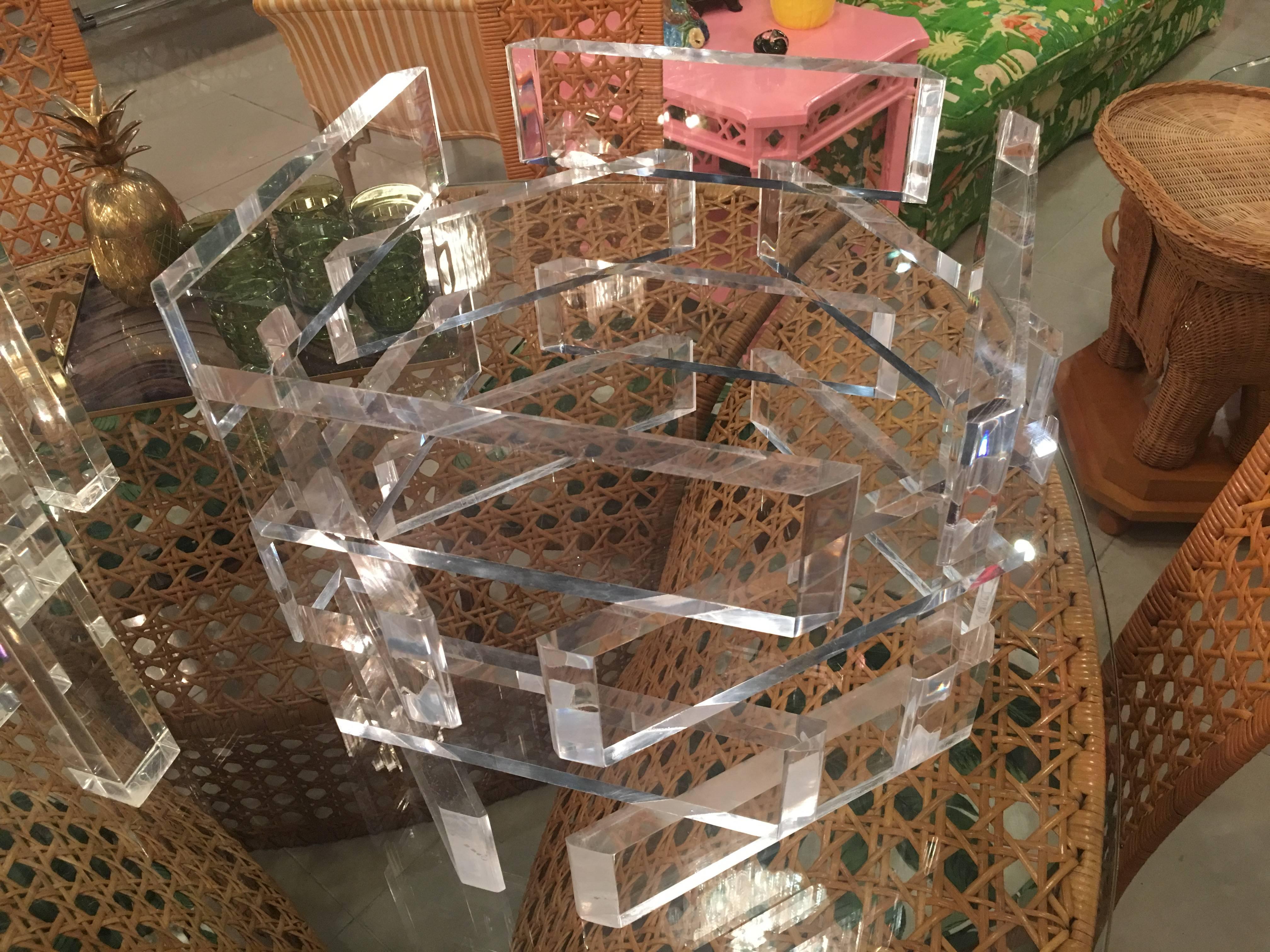 Vintage Lucite Octogonal Stacked Coffee Cocktail Table Hollywood Regency For Sale 2