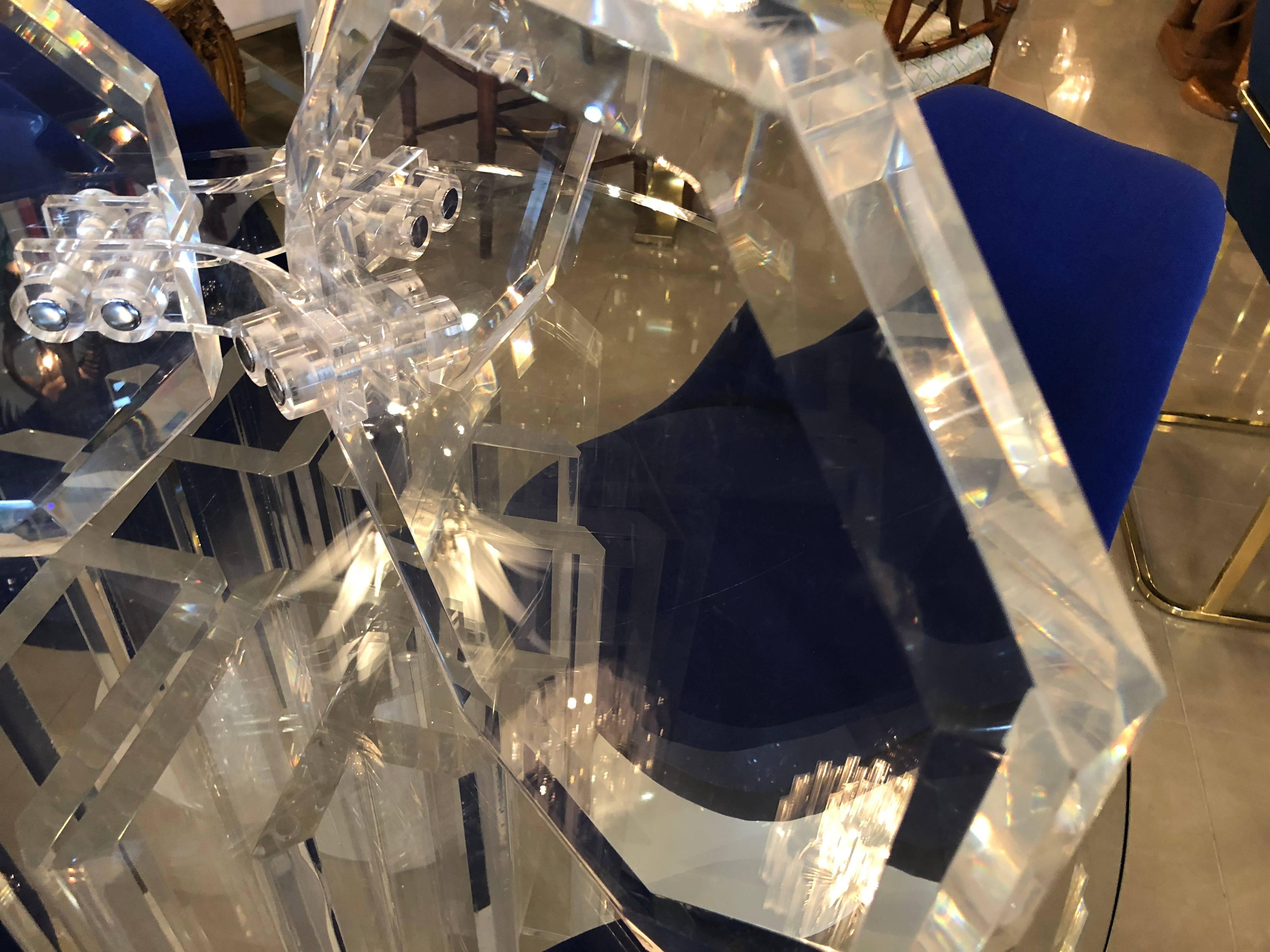 Vintage Octagonal Lucite Coffee Cocktail Table Base In Good Condition In West Palm Beach, FL