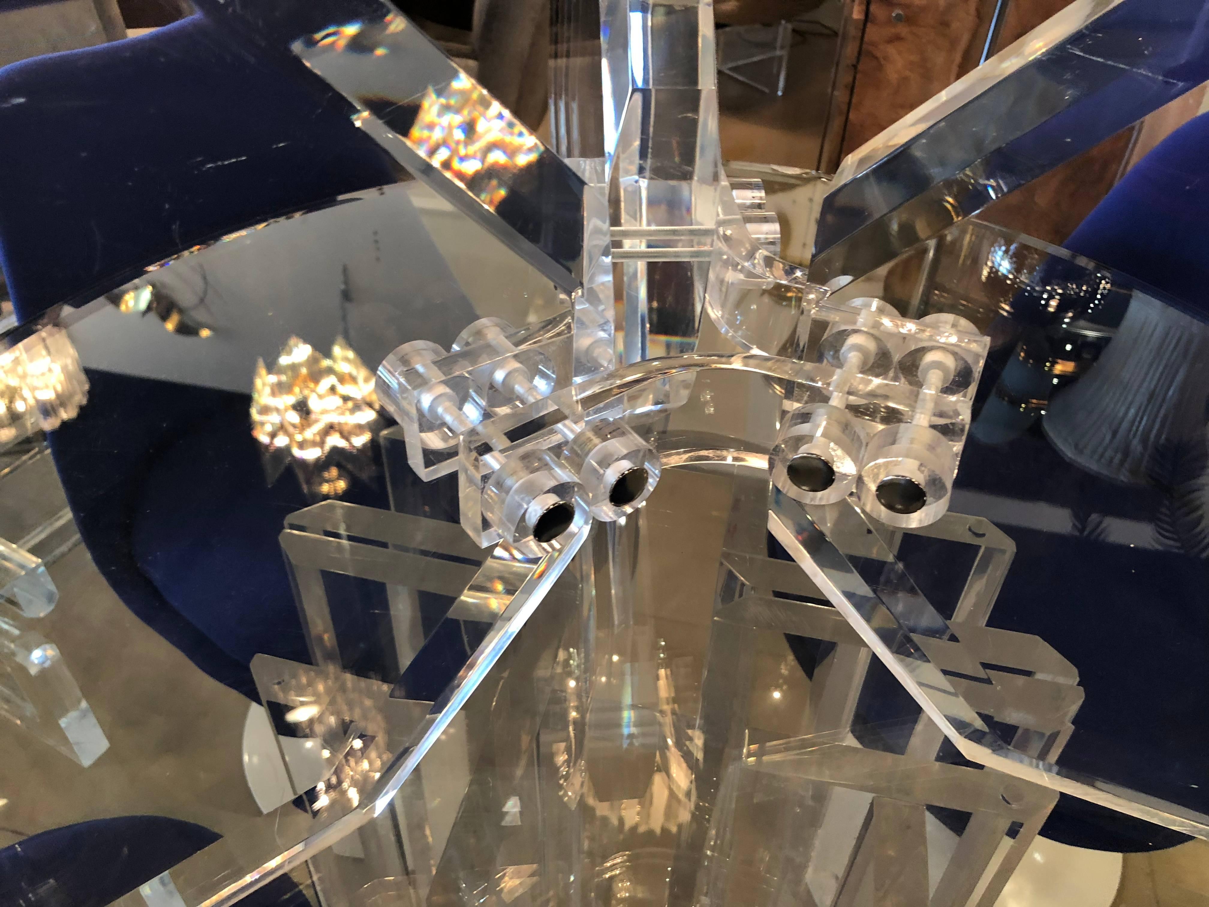 Vintage Lucite octagonal coffee cocktail table base. Glass top not included.