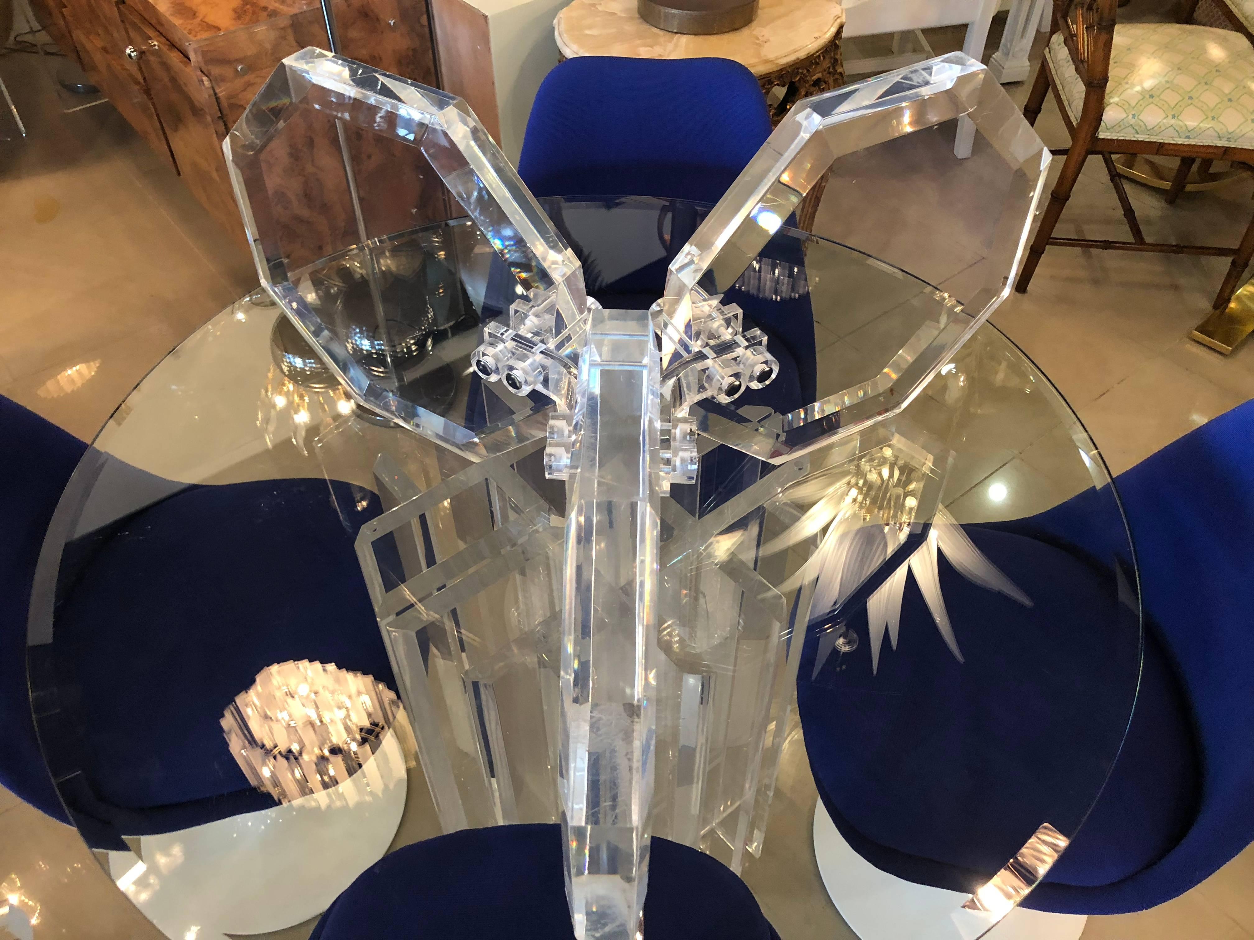 Hollywood Regency Vintage Octagonal Lucite Coffee Cocktail Table Base