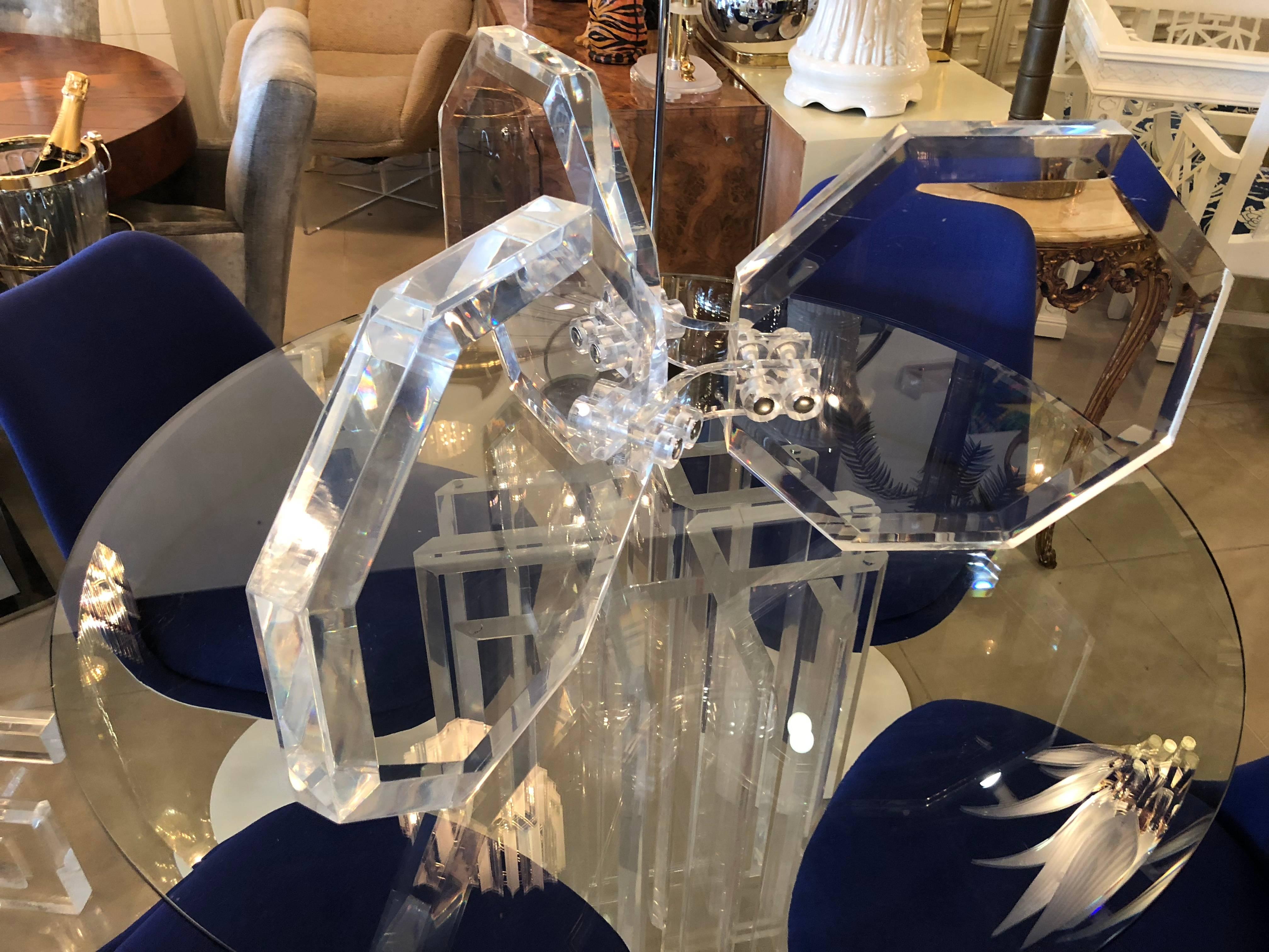 American Vintage Octagonal Lucite Coffee Cocktail Table Base