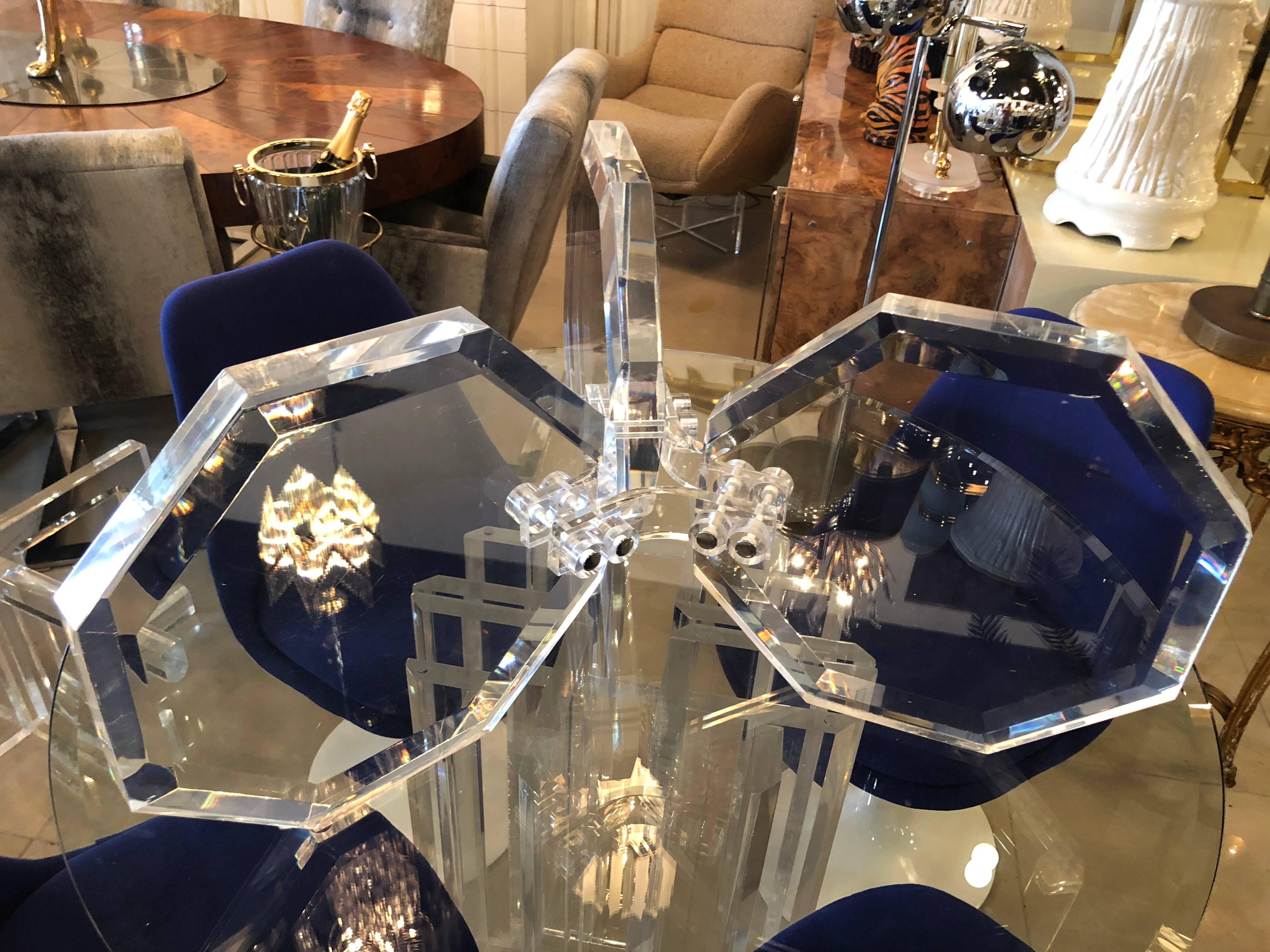 Late 20th Century Vintage Octagonal Lucite Coffee Cocktail Table Base