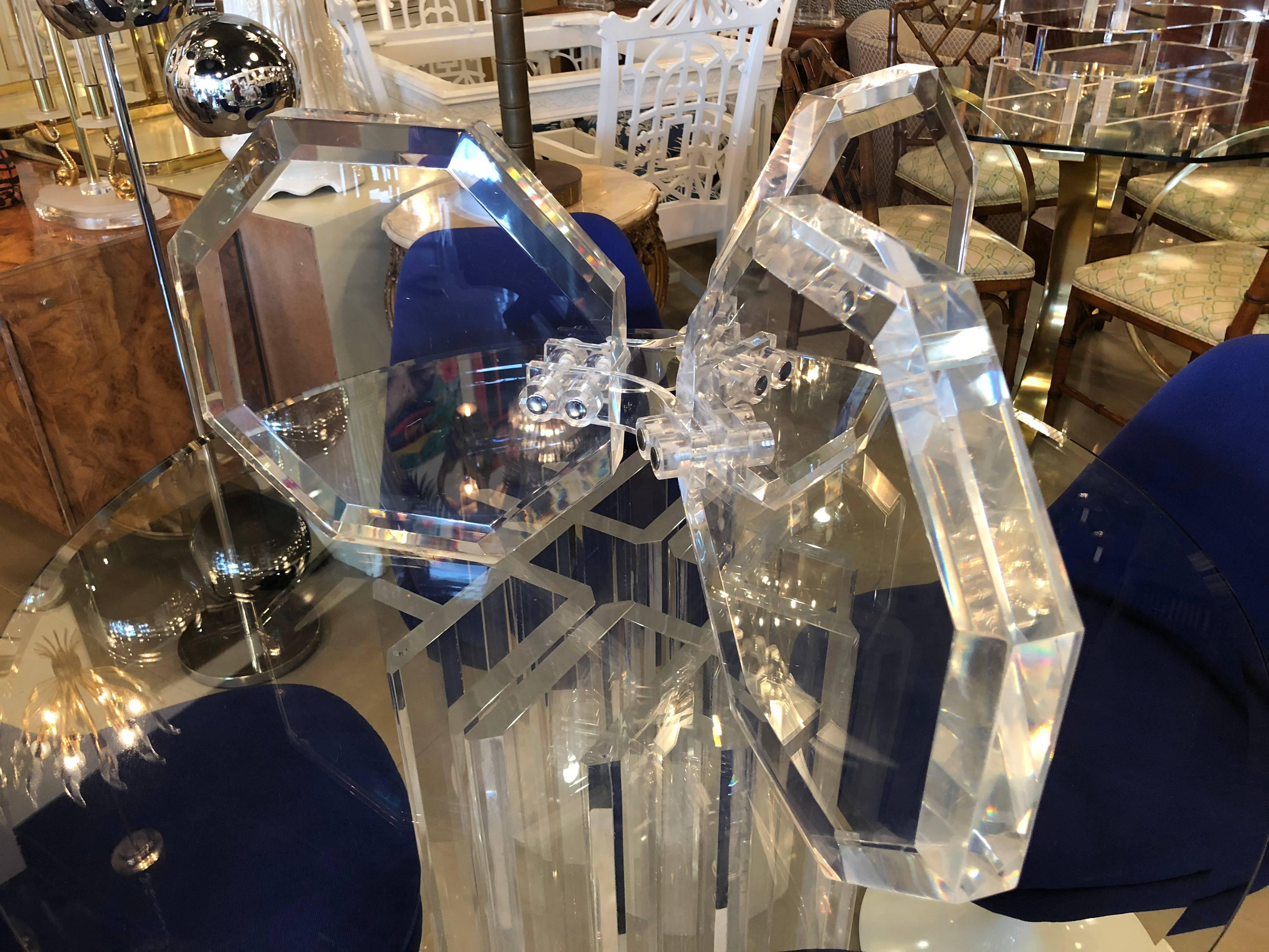 Vintage Octagonal Lucite Coffee Cocktail Table Base 2