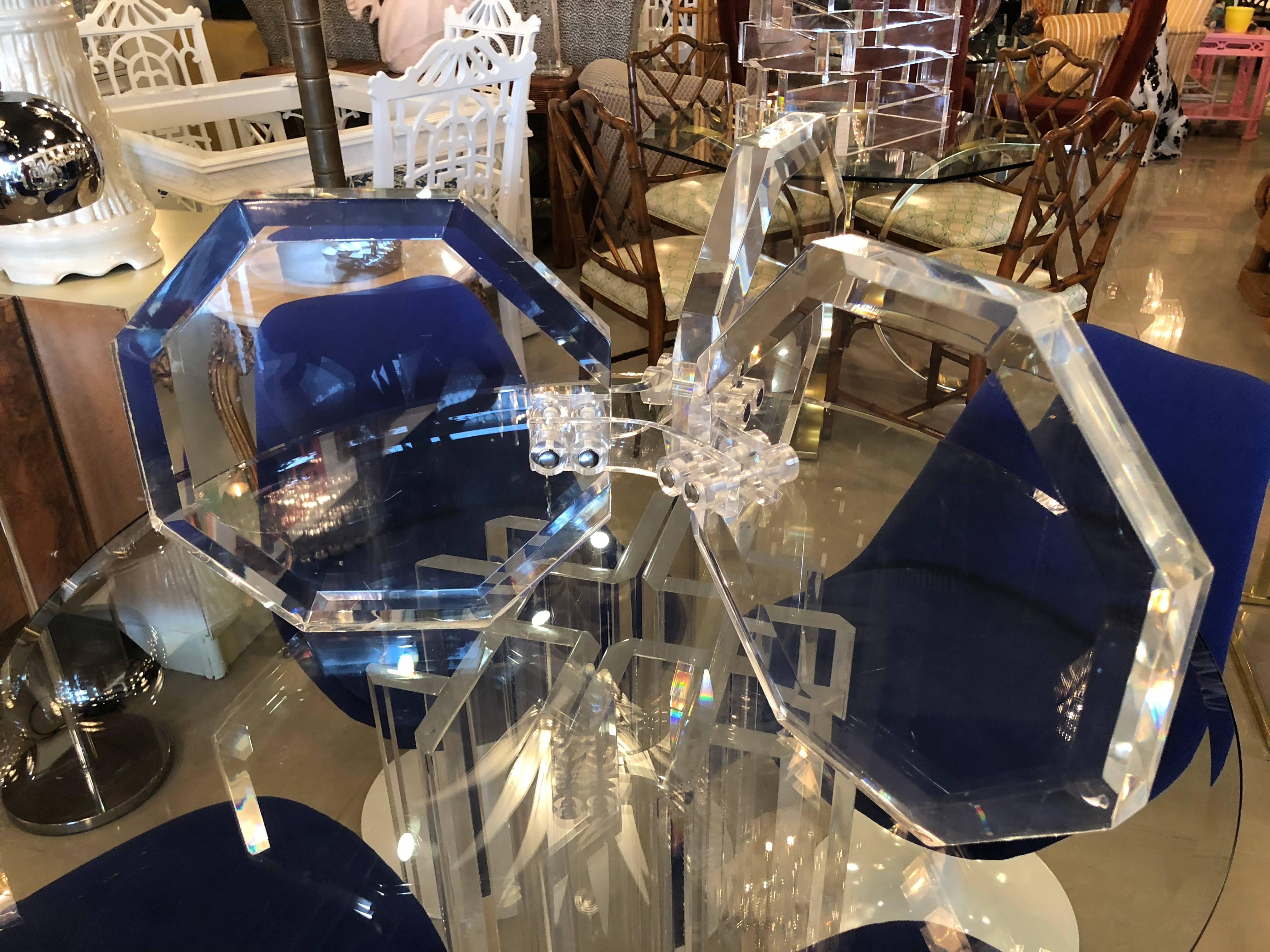 Vintage Octagonal Lucite Coffee Cocktail Table Base 1