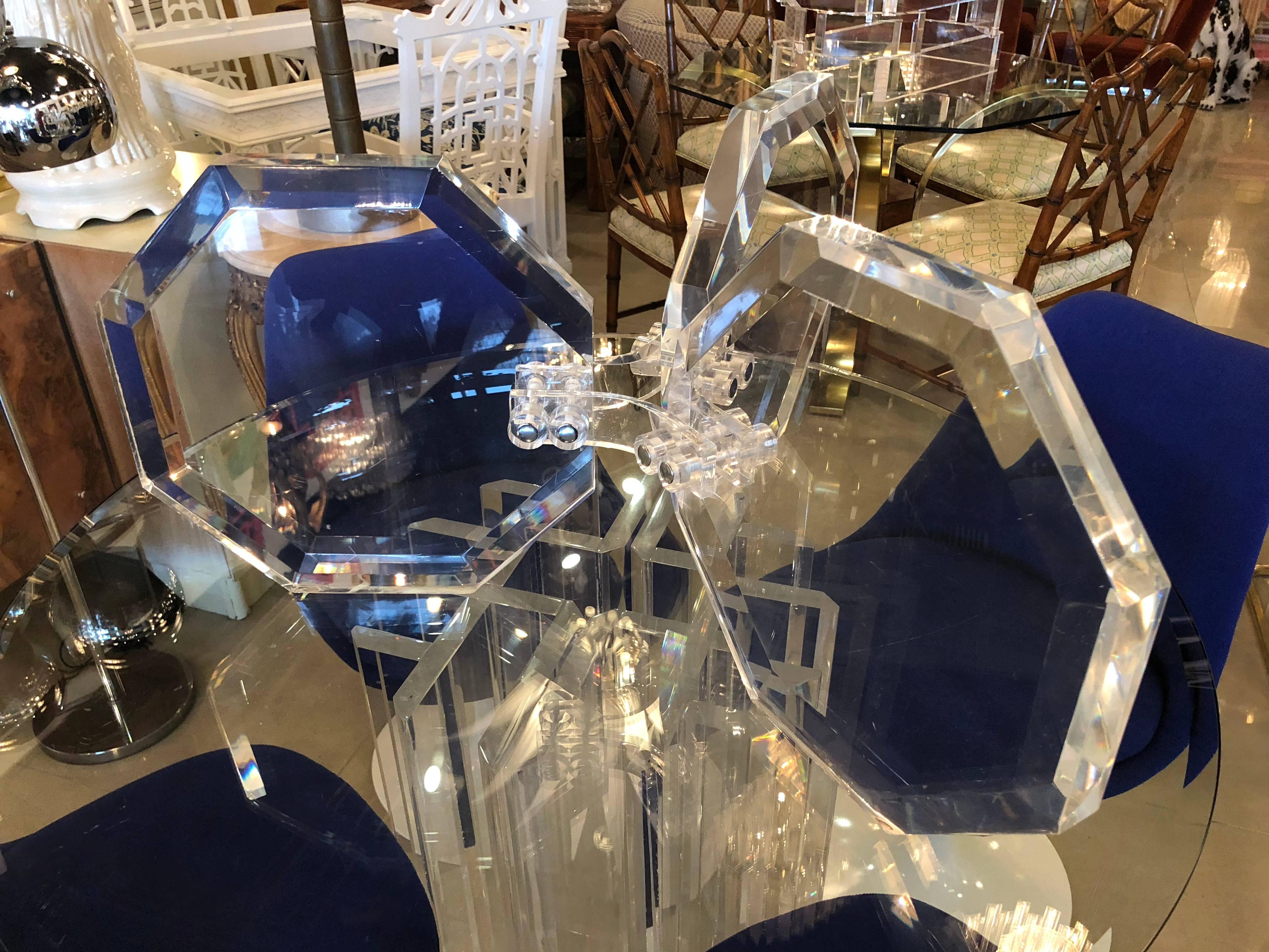 Vintage Octagonal Lucite Coffee Cocktail Table Base 3