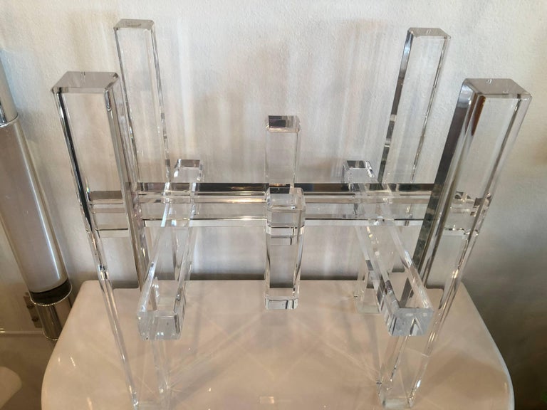 Lucite Skyscraper End Side Table Architectural Column Hollywood Regency For Sale 3