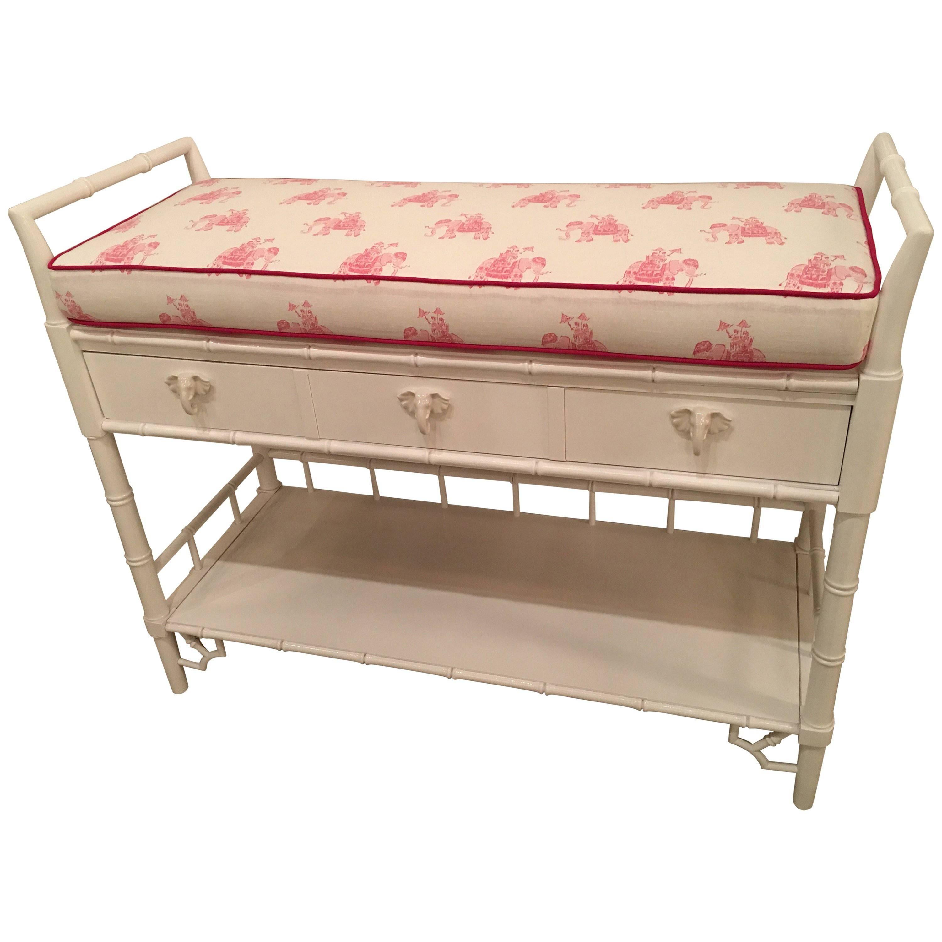 Faux Bamboo Baby Changing Table Lilly Pulitzer Elephant Pink Lacquered Girl