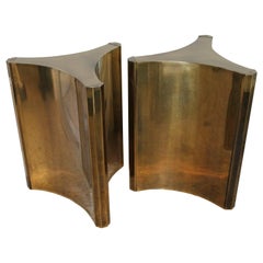 Pair of Mastercraft Brass Dining Table Desk Bases Pedestals Trilobi 