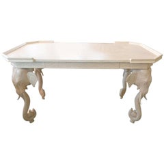 Gampel & Stoll Elephant Desk Console Table Newly Lacquered Fretwork Vintage