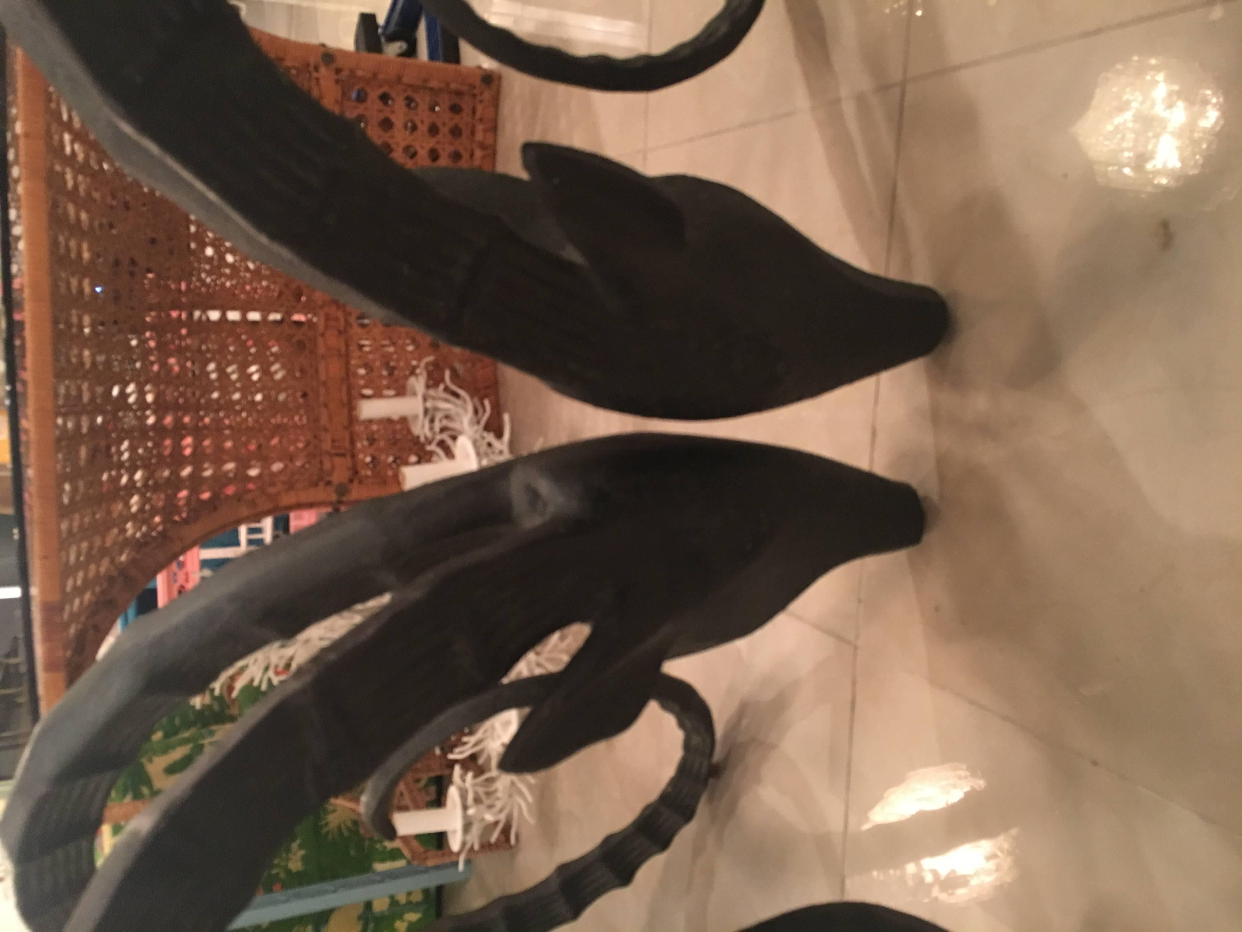 Pair of Black Rams Head Ibex Ram Dining Table or Office Desk Base Metal Gazelle 3