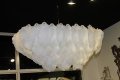 Vintage Italian Murano Mazzega Opaline Glass Leaves Chandelier Leaf Palm Beach