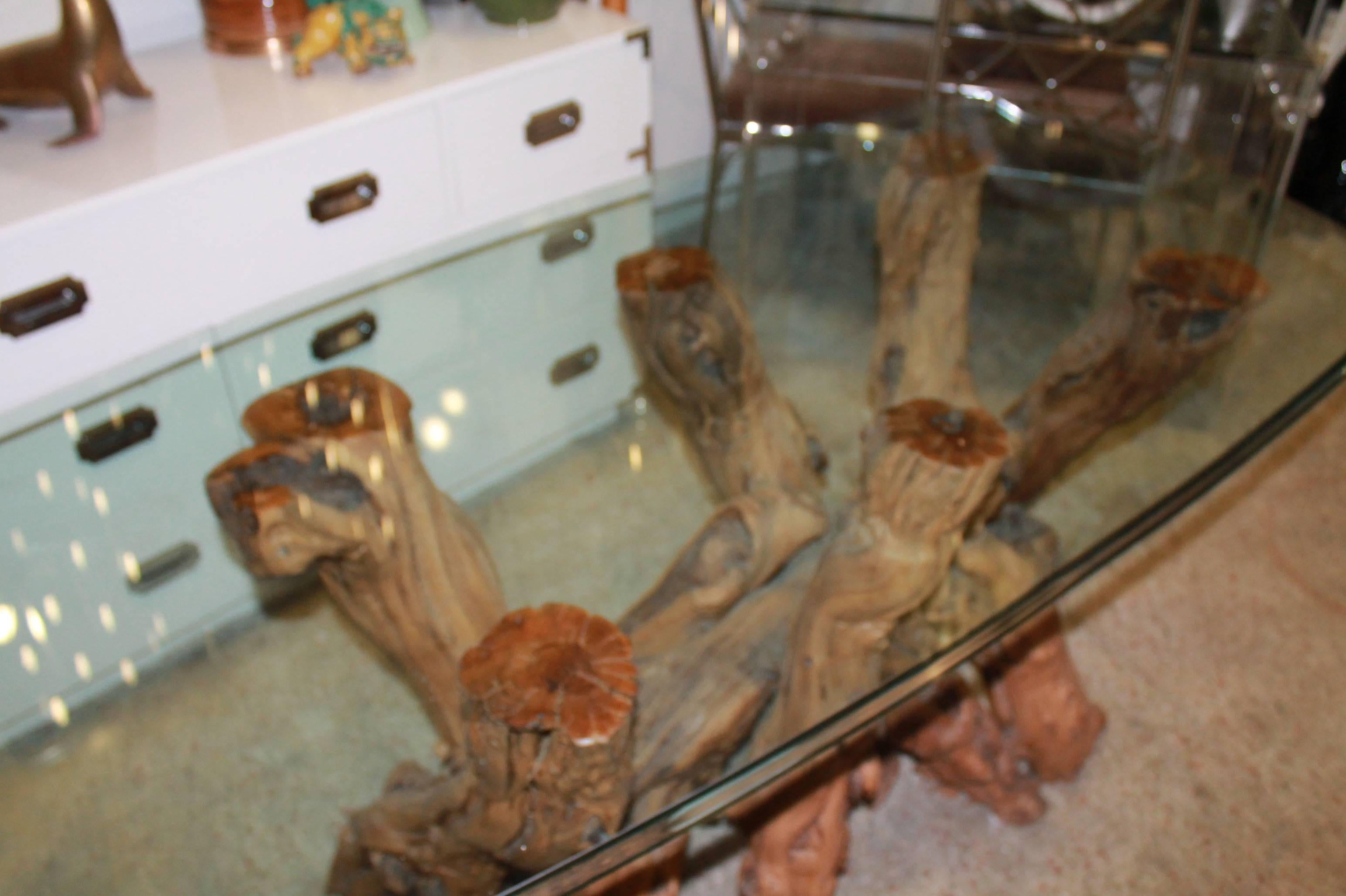 Vintage Driftwood base for dining table, desk or console table. Glass not included. Perfect for the Palm Beach, Hollywood Regency décor! 

