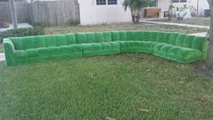 Four-Piece Sectional Couch in the Style of Milo Baughman, Channel Back