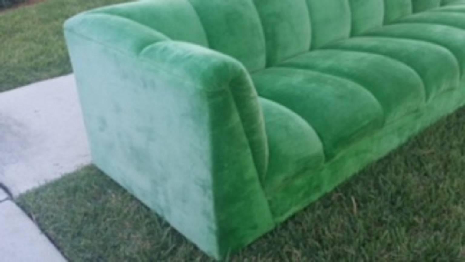 Late 20th Century Four-Piece Sectional Couch in the Style of Milo Baughman, Channel Back 