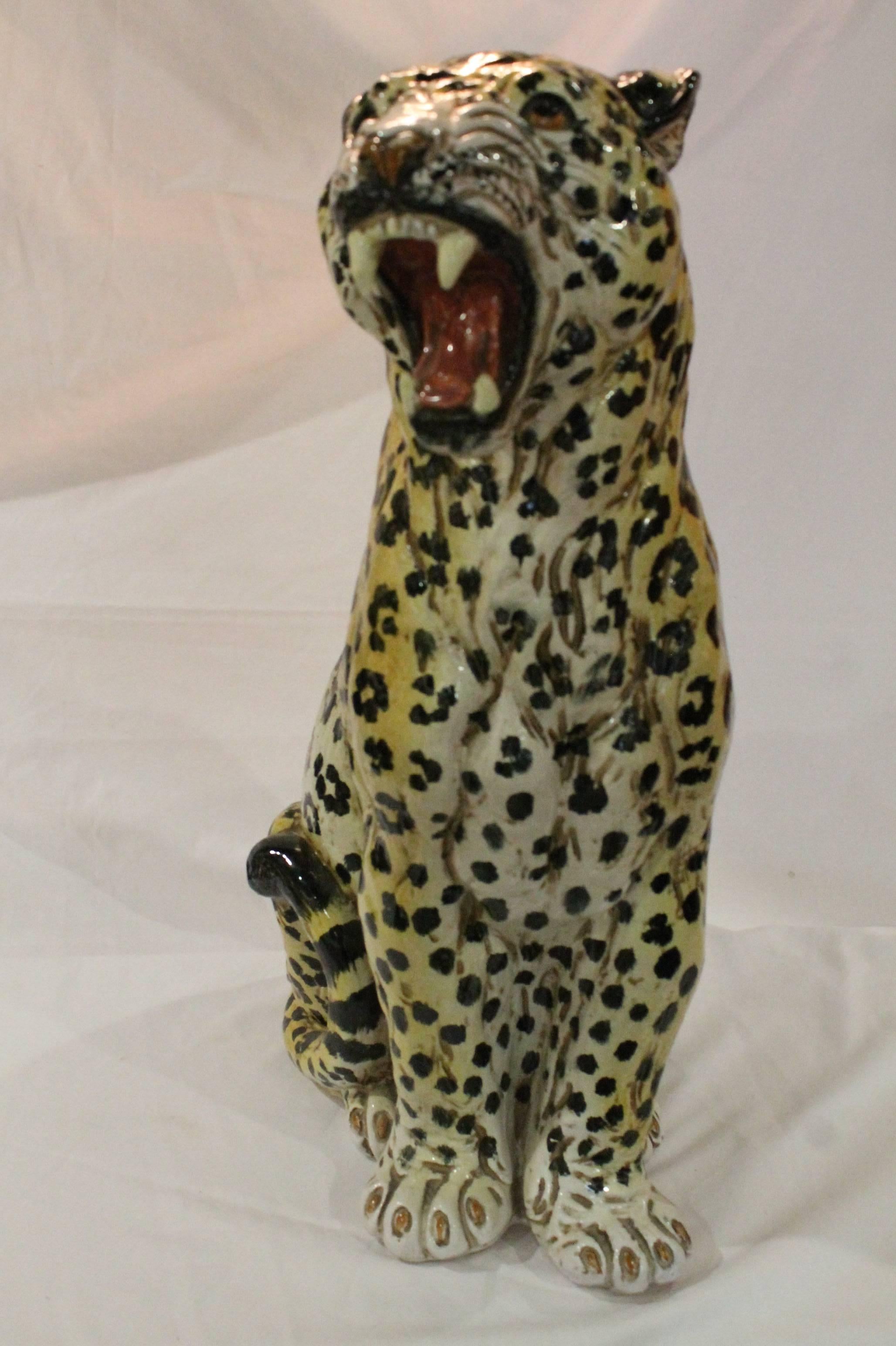 Vintage Italienisch Terrakotta Gepard Statue 1