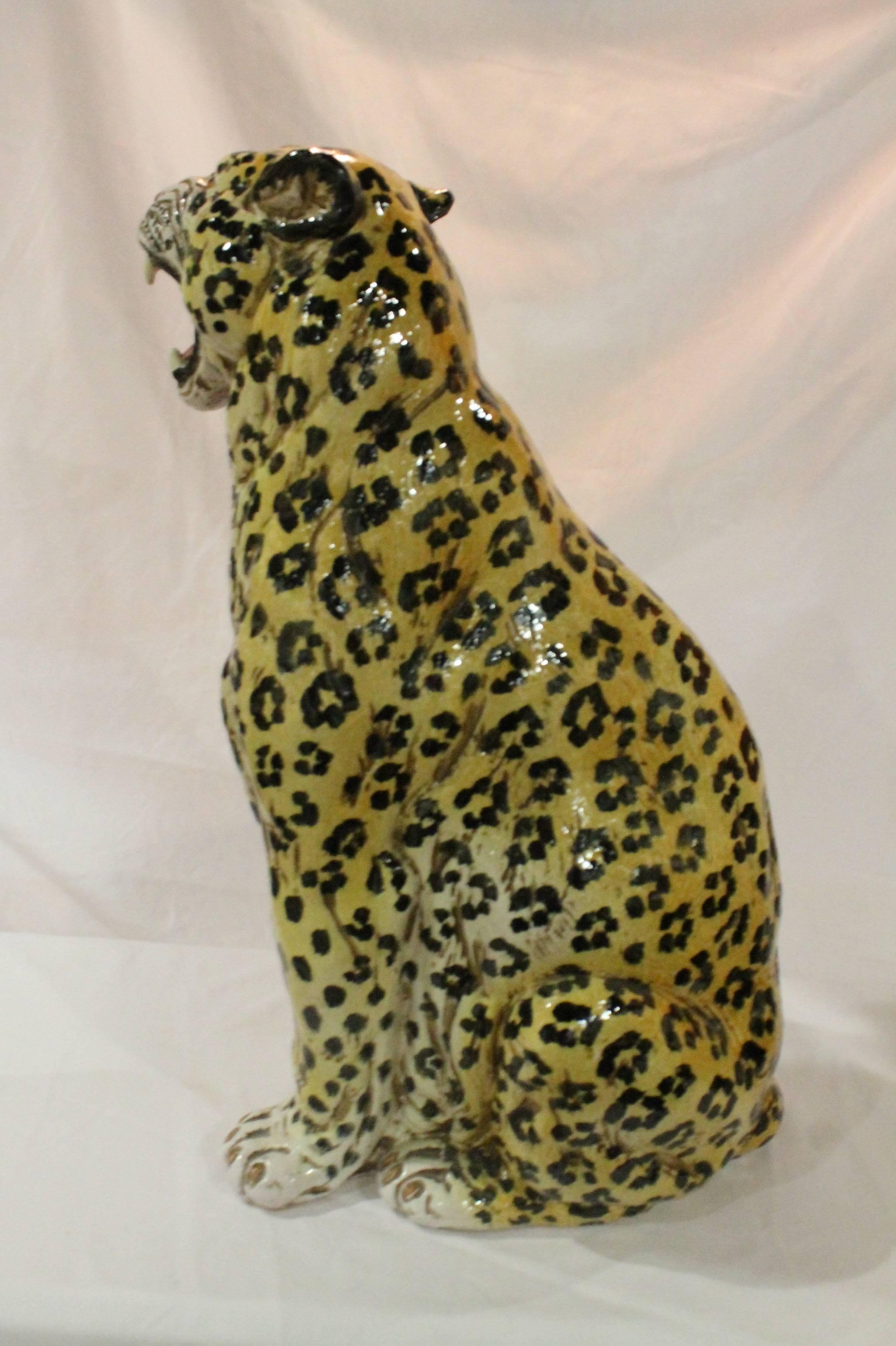 Vintage Italienisch Terrakotta Gepard Statue 2
