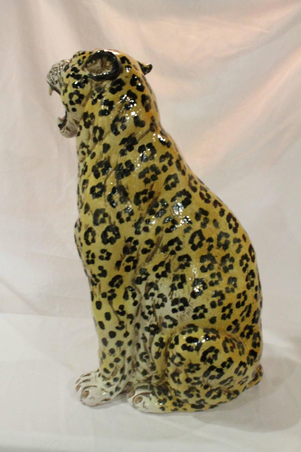 Vintage Italian Terra Cotta Cheetah Statue For Sale at 1stdibs